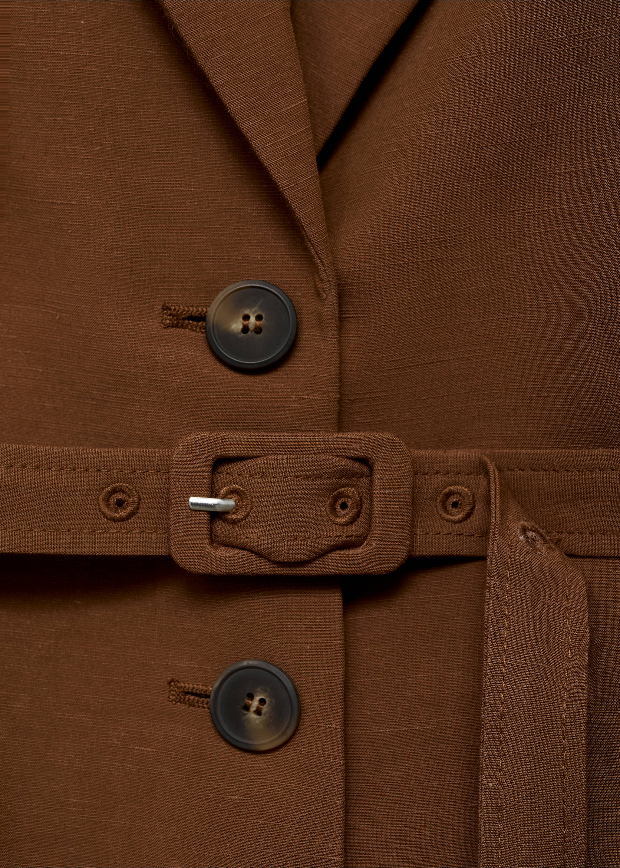 Lenkeverék öltönyblézer övvel - A termék adatai 0, Csokoládé. Ref: 87057896-00.