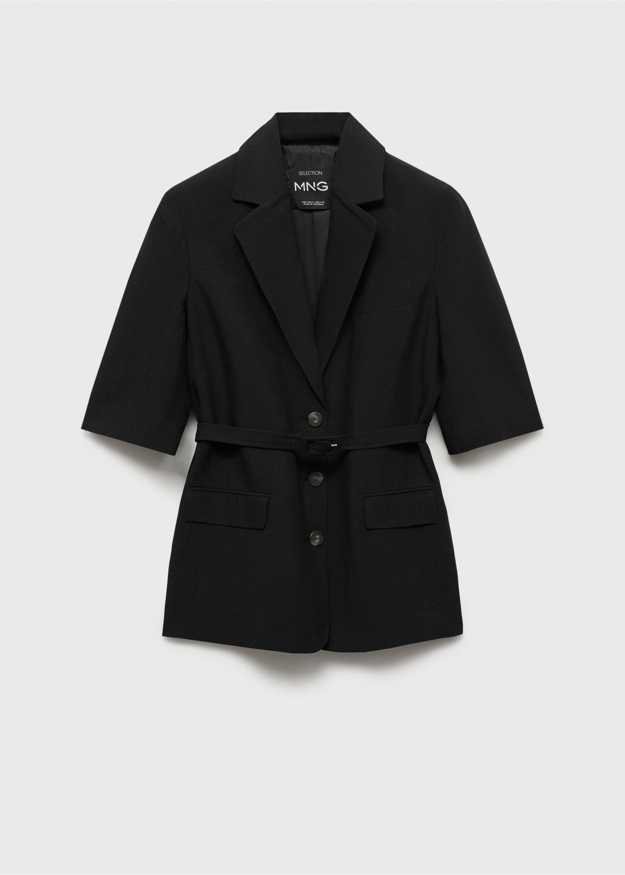 Sako za odijelo od mješavine lana s remenom - Artikl bez modela, Crna. Ref: 87057896-00.