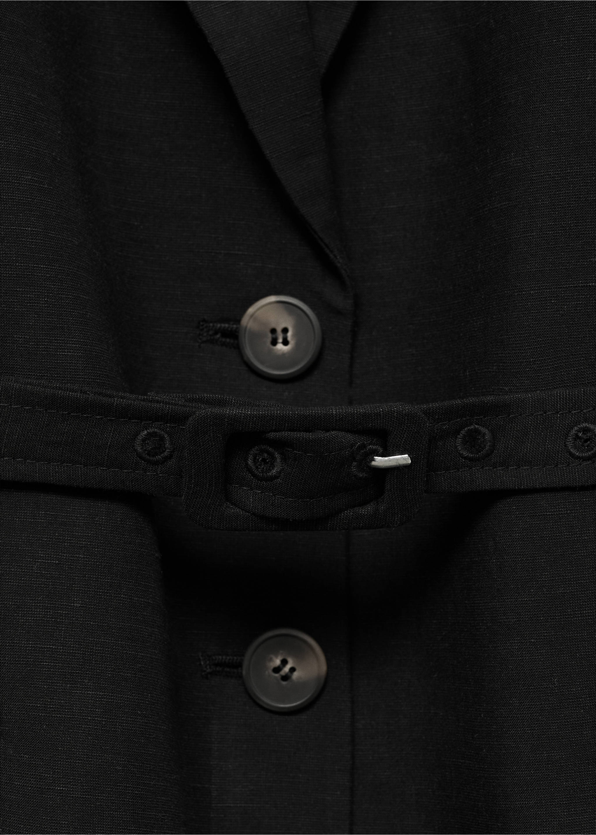 Sako za odijelo od mješavine lana s remenom - Detalji artikla 8, Crna. Ref: 87057896-00.