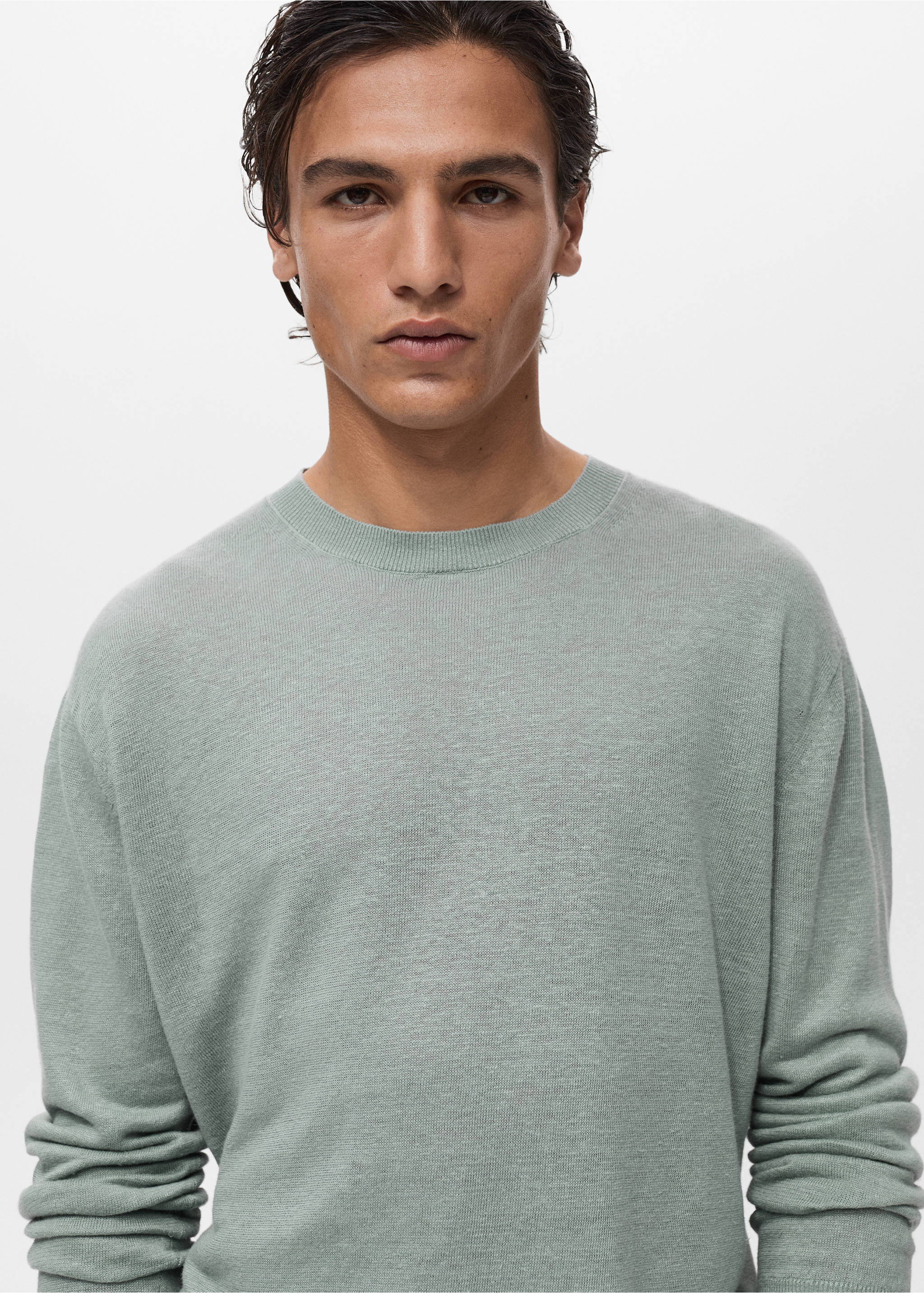 Jersey fluido 100% lino - Detalle del artículo 1, Verde agua. Ref: 87057897-00.