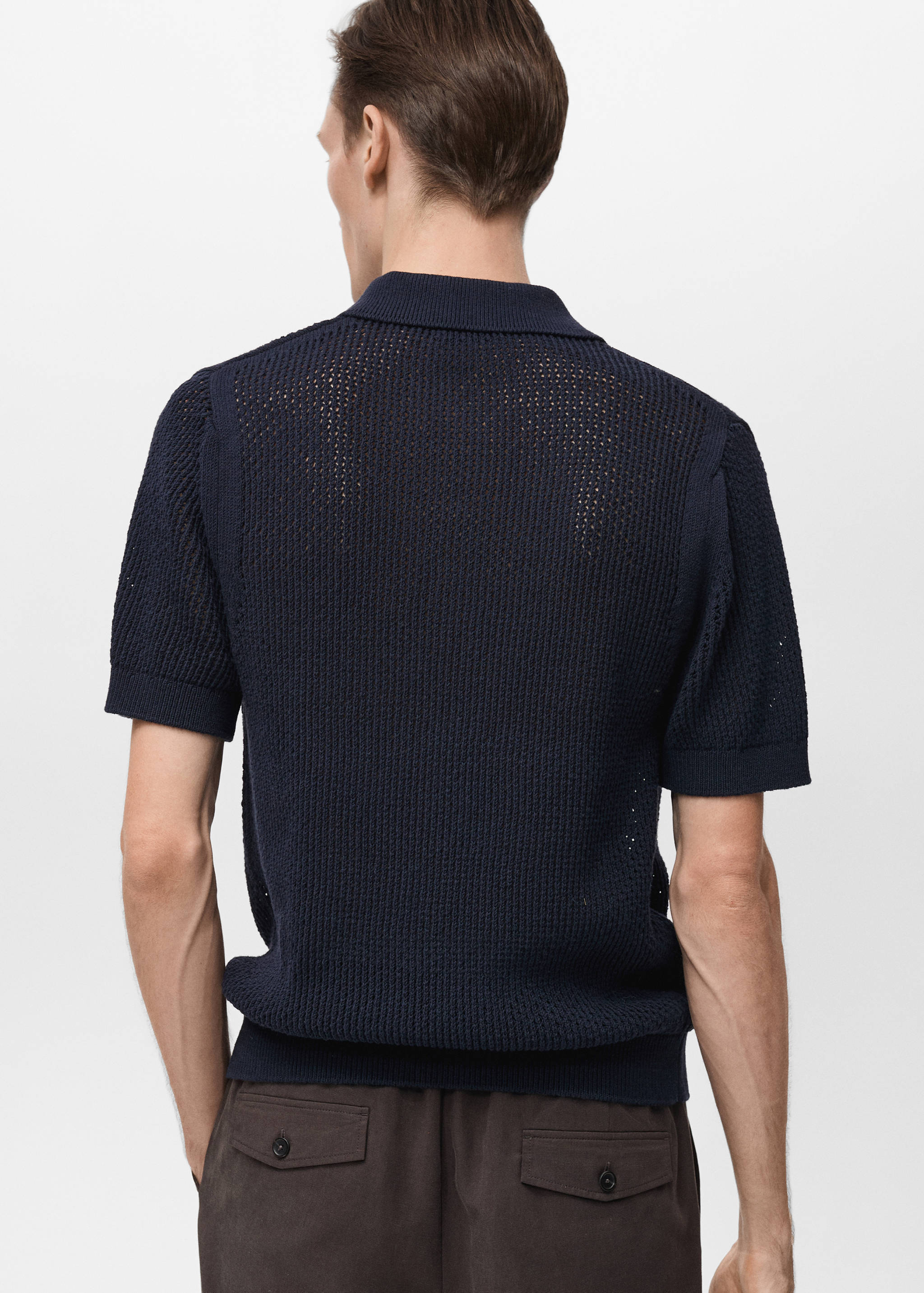 Openwork knitted cotton shirt - Reverse of the article