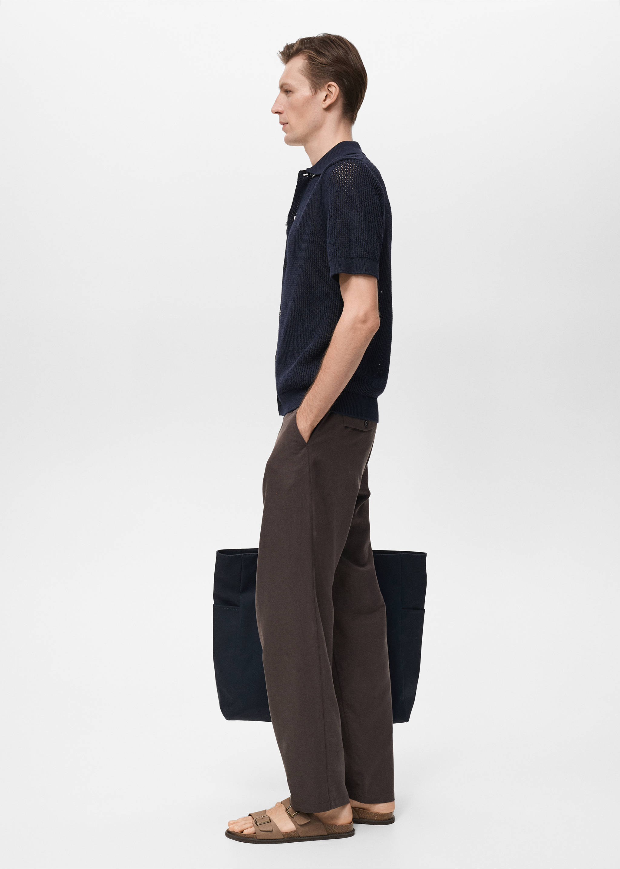 Chemise coton maille ajourée - Détail de l'article 2, Bleu marine foncé. Ref: 87057898-00.