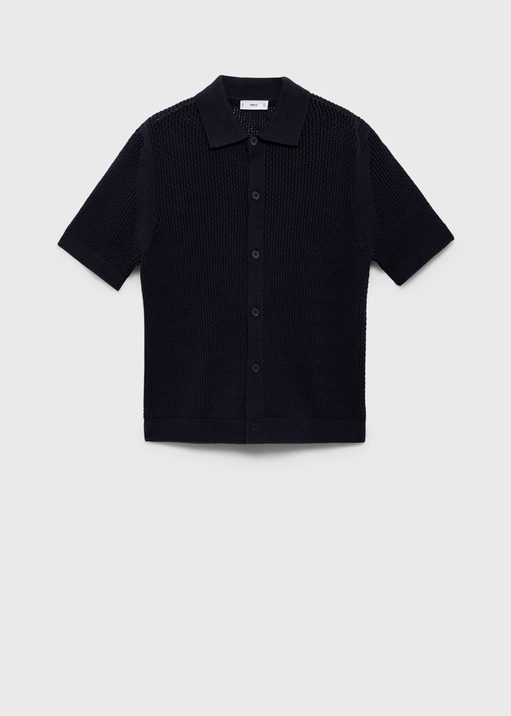 Openwork knitted cotton shirt - Article without model, Dark Navy. Ref: 87057898-00.