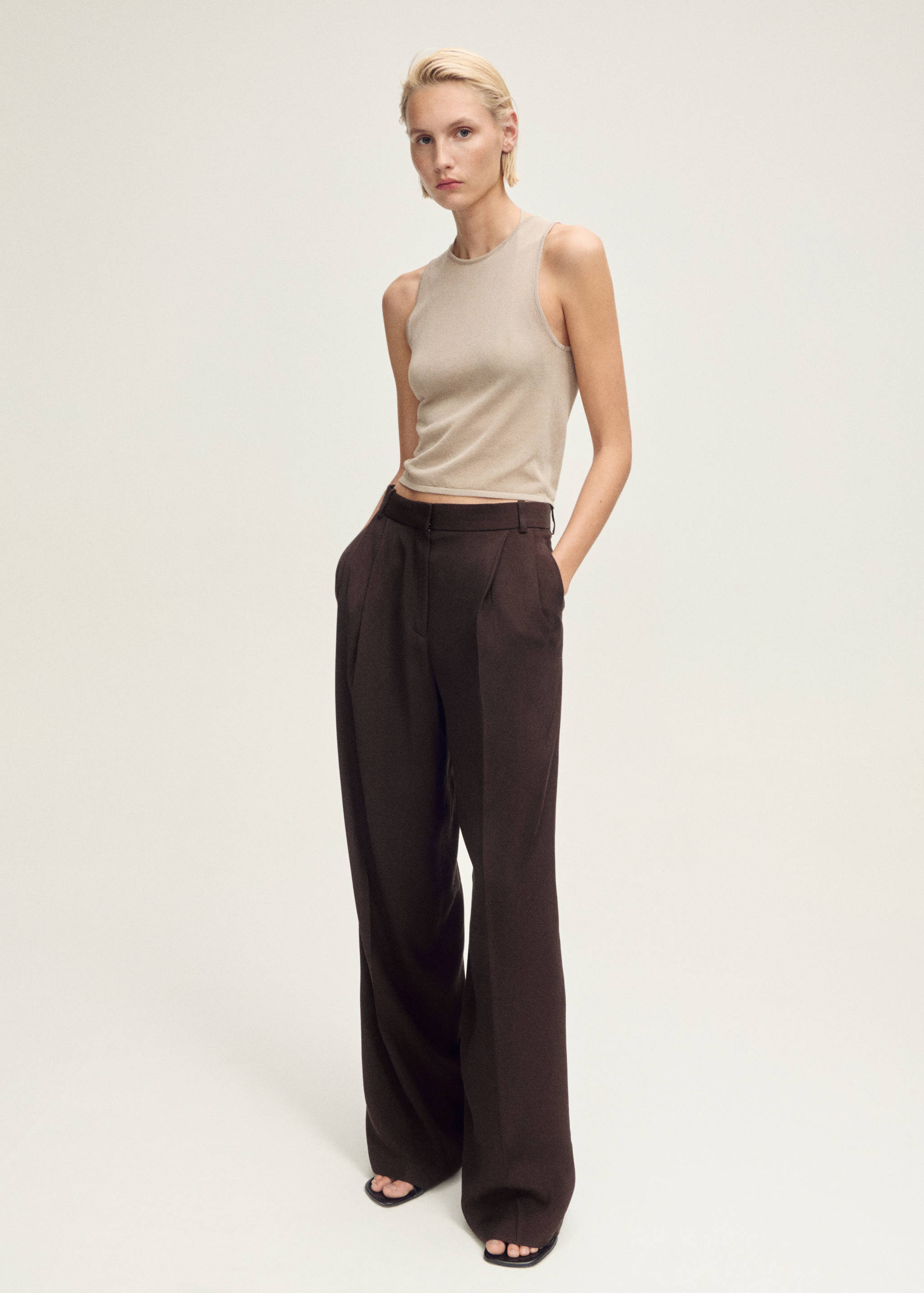 Wide leg pleated trousers - General plane