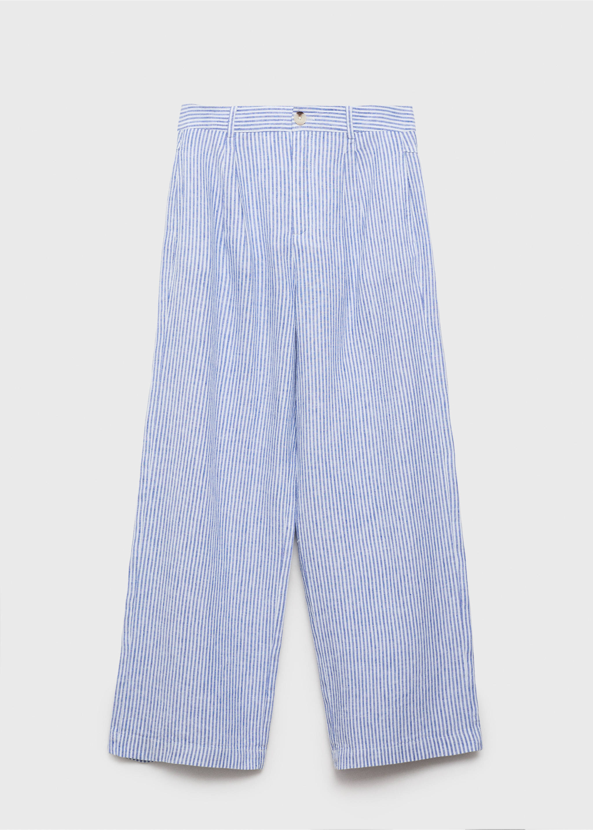 Striped linen-blend trousers - Article without model, Blue. Ref: 87058259-00.
