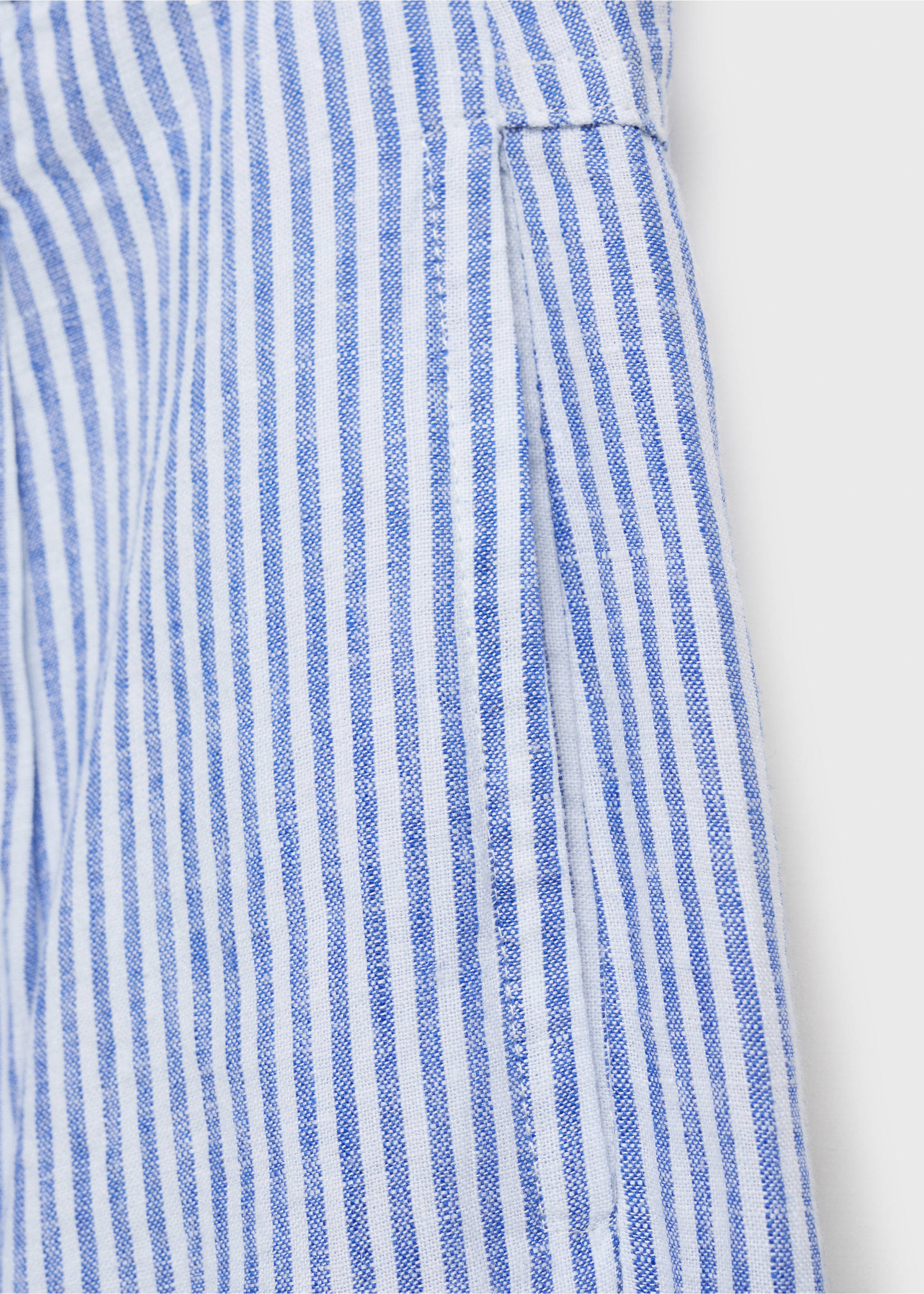Striped linen-blend trousers - Details of the article 8, Blue. Ref: 87058259-00.