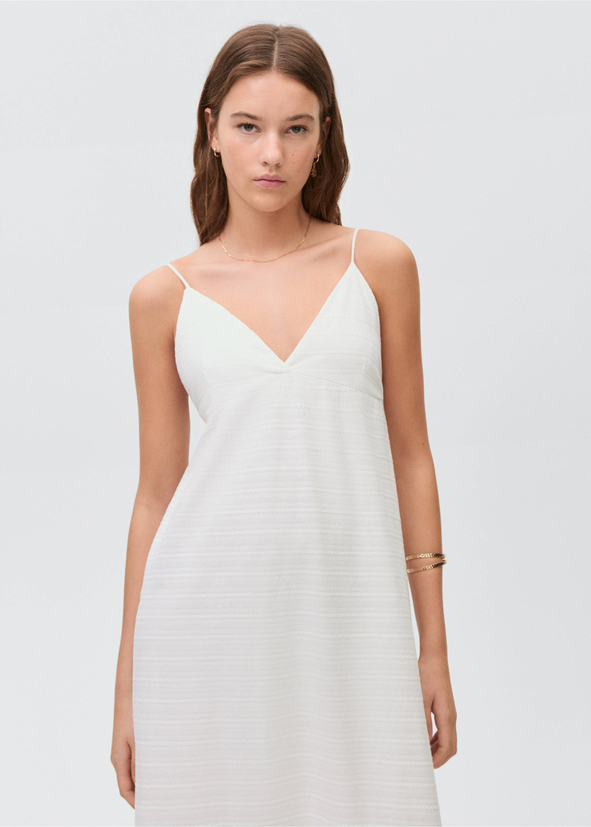 Long textured dress - Medium plane, Off White. Ref: 87058261-00.