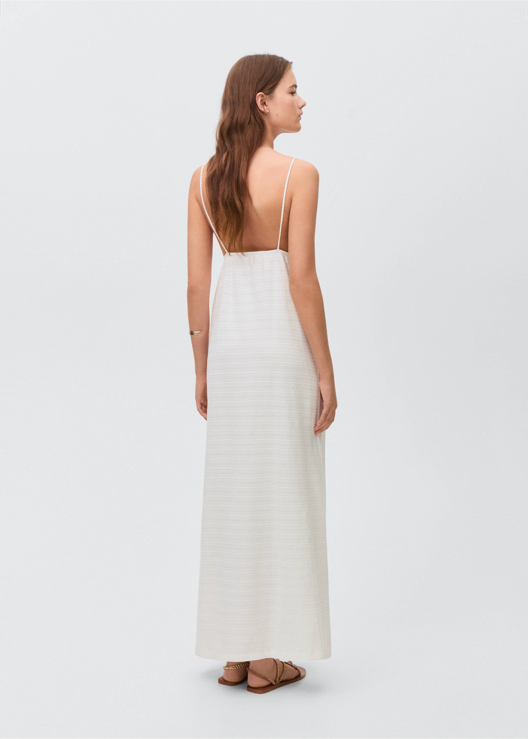 Long textured dress - Reverse of the article, Off White. Ref: 87058261-00.