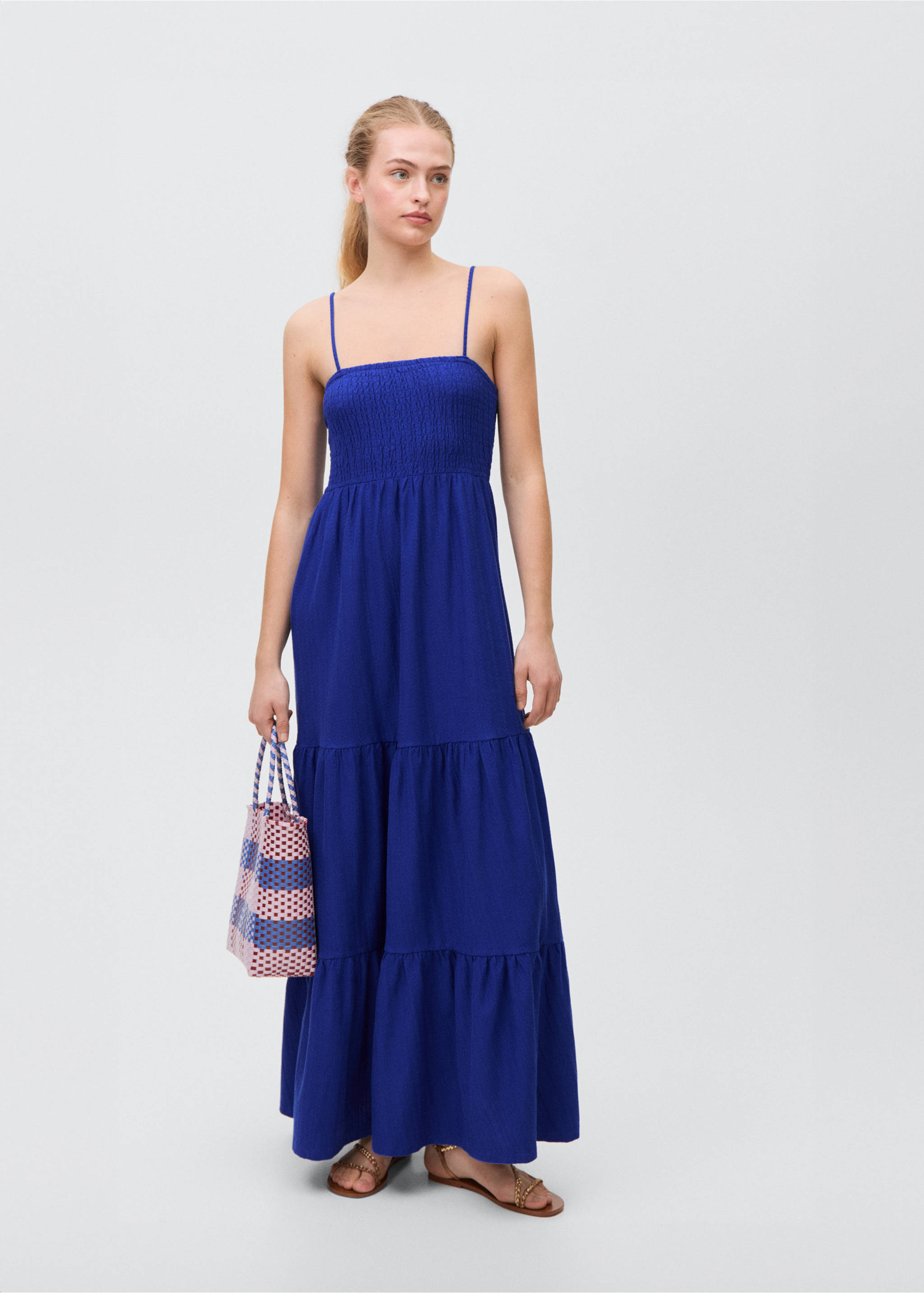 Ruched tiered dress - General plane, Blue. Ref: 87058262-00.