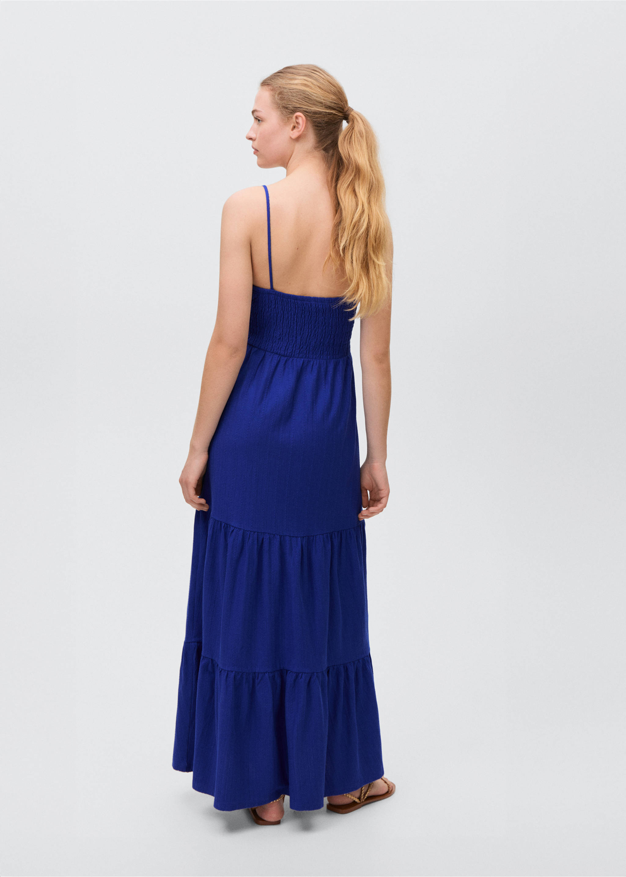 Ruched tiered dress - Reverse of the article, Blue. Ref: 87058262-00.