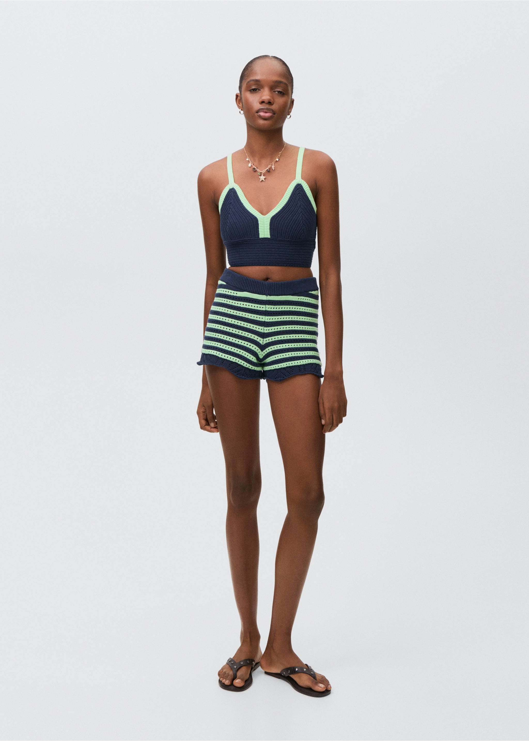 Top crochet contraste - Plano general, Azul marino. Ref: 87058263-00.