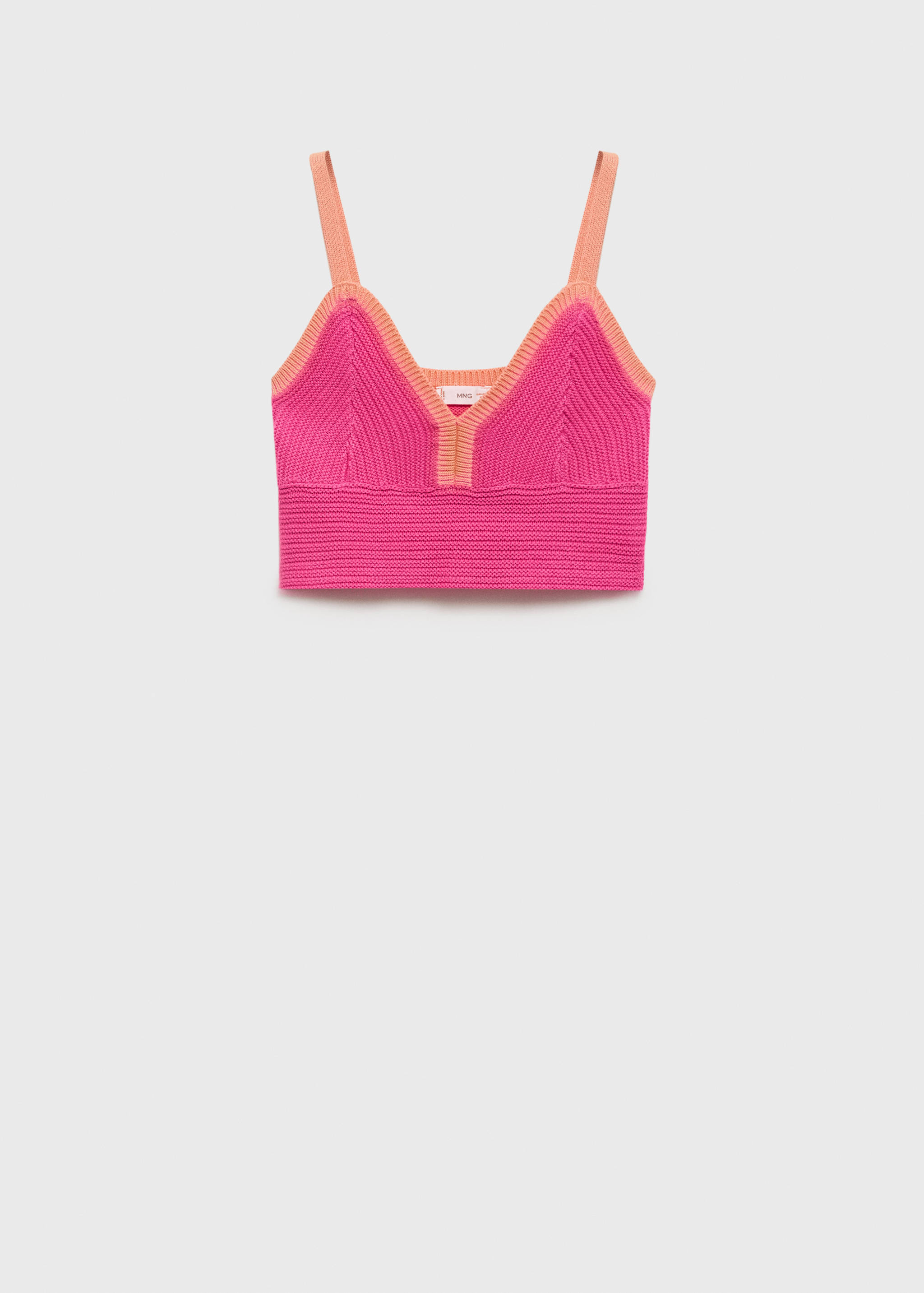 Top z szydełkowej dzianiny w kontrastowych kolorach - Artykuł bez modela/modelki