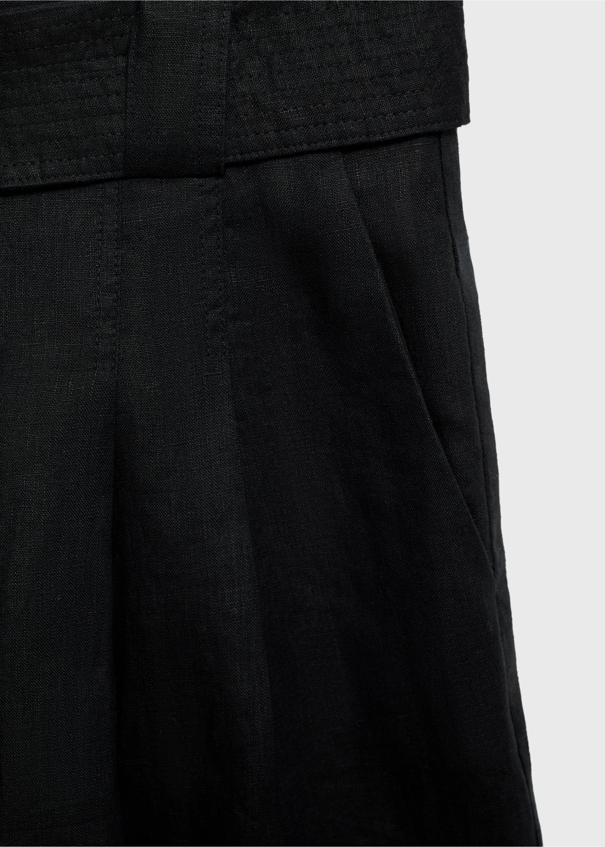Bermudas lino cinturón - Detalle del artículo 0, Negro. Ref: 87058265-00.