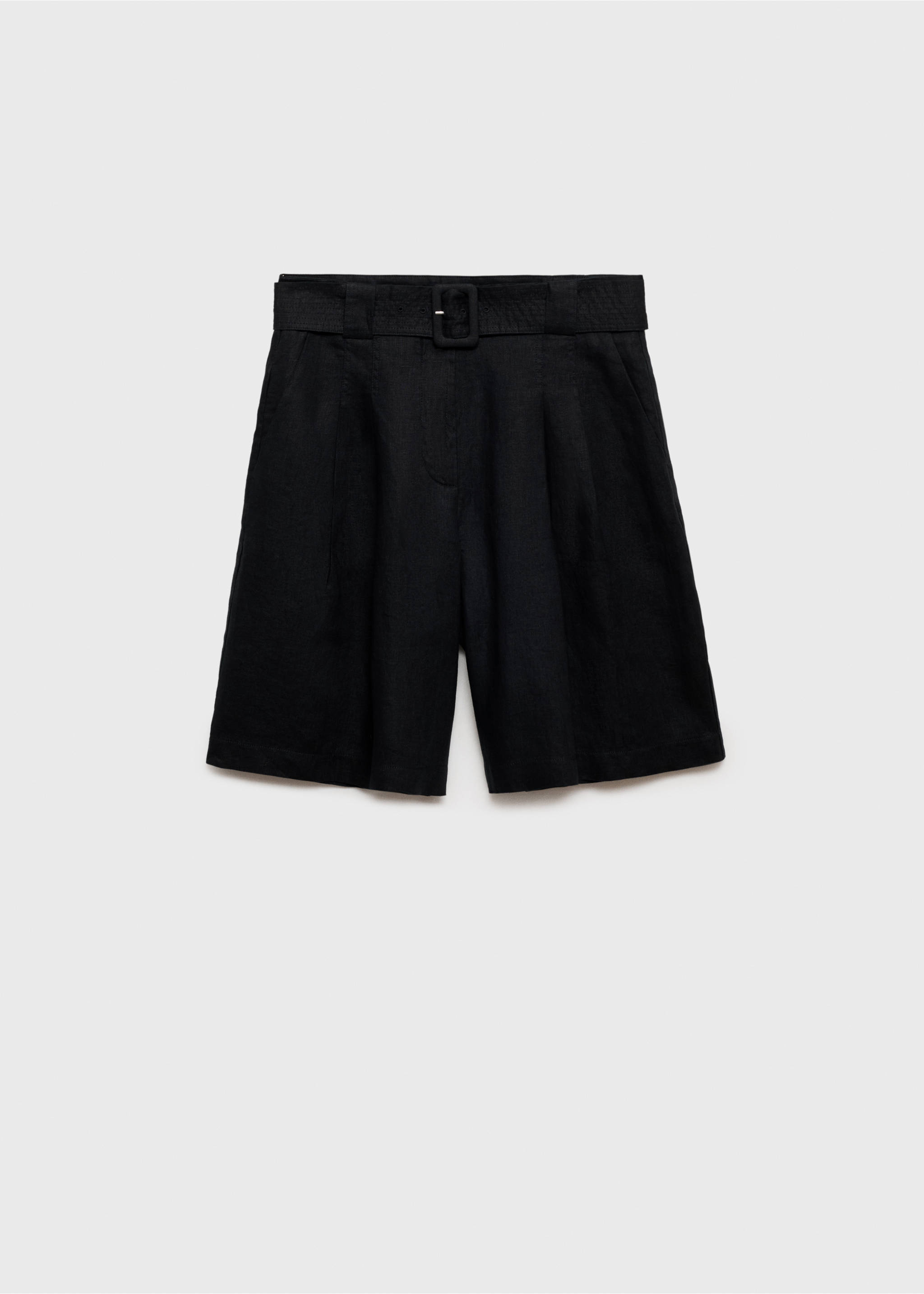 Bermudas lino cinturón - Artículo sin modelo, Negro. Ref: 87058265-00.