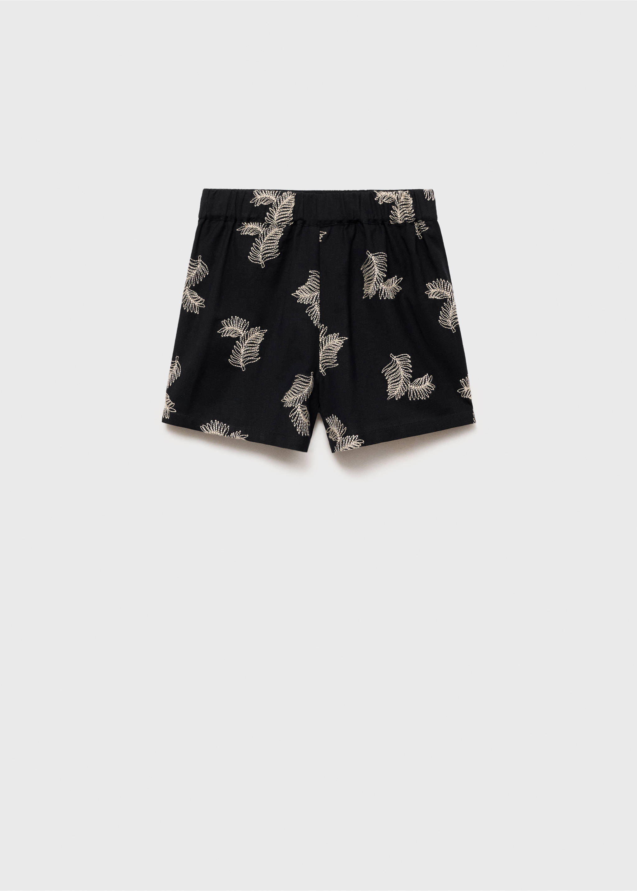 Bestickte Leinen-Shorts - Rückseite des Artikels, Schwarz. Ref: 87058269-00.