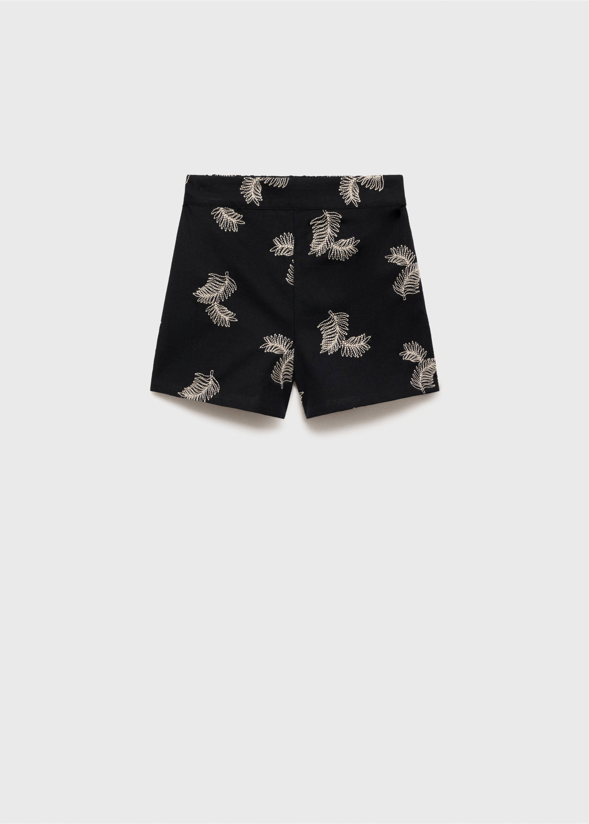 Embroidered linen shorts - Article without model, Black. Ref: 87058269-00.