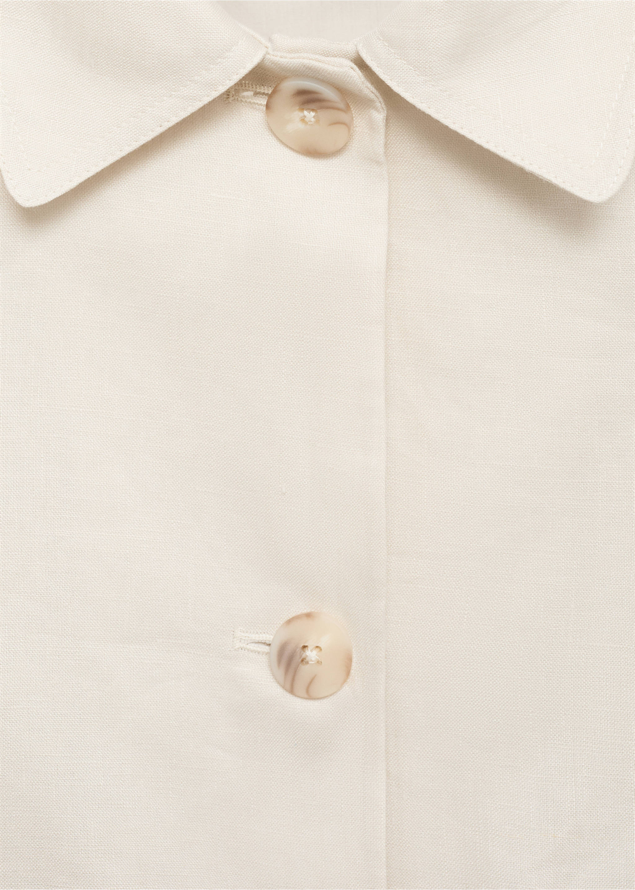 Pocket linen-blend jacket - Details of the article 8, Ecru. Ref: 87058640-00.