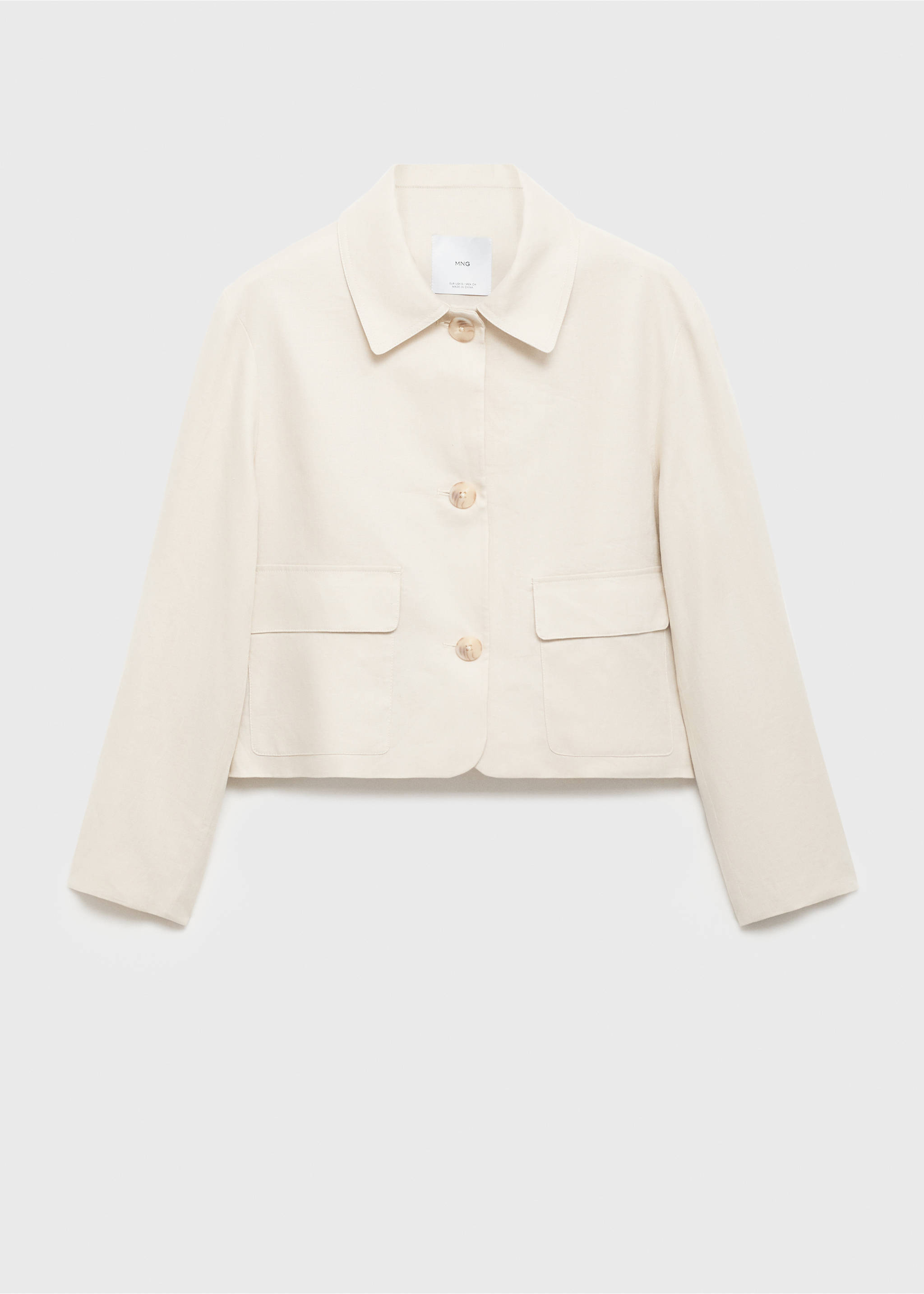 Pocket linen-blend jacket - Article without model, Ecru. Ref: 87058640-00.