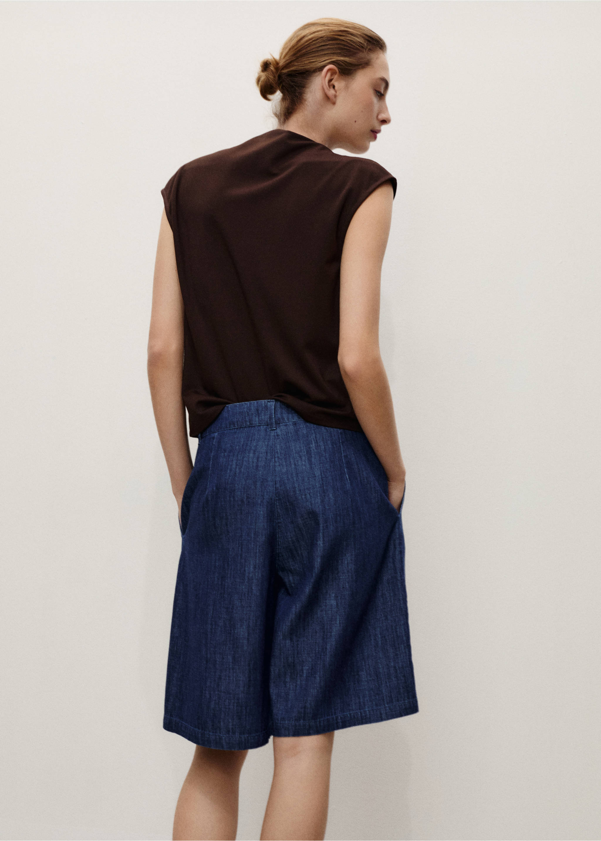 Bermuda en jean droit rinse wash - Verso de l’article, Bleu. Ref: 87058642-00.