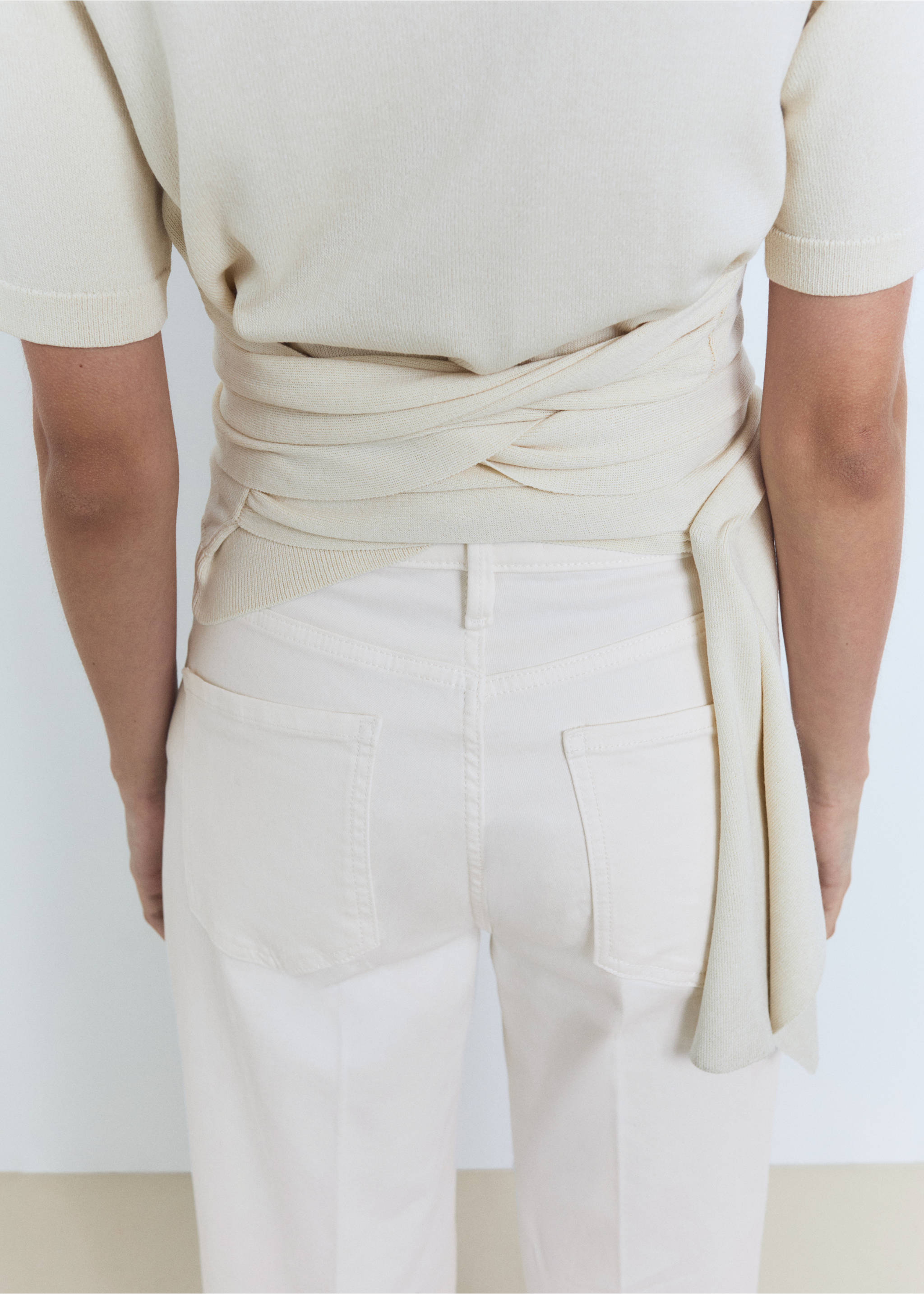 Jeans wide leg tiro alto - Detalle del artículo 6, Blanco. Ref: 87058645-00.