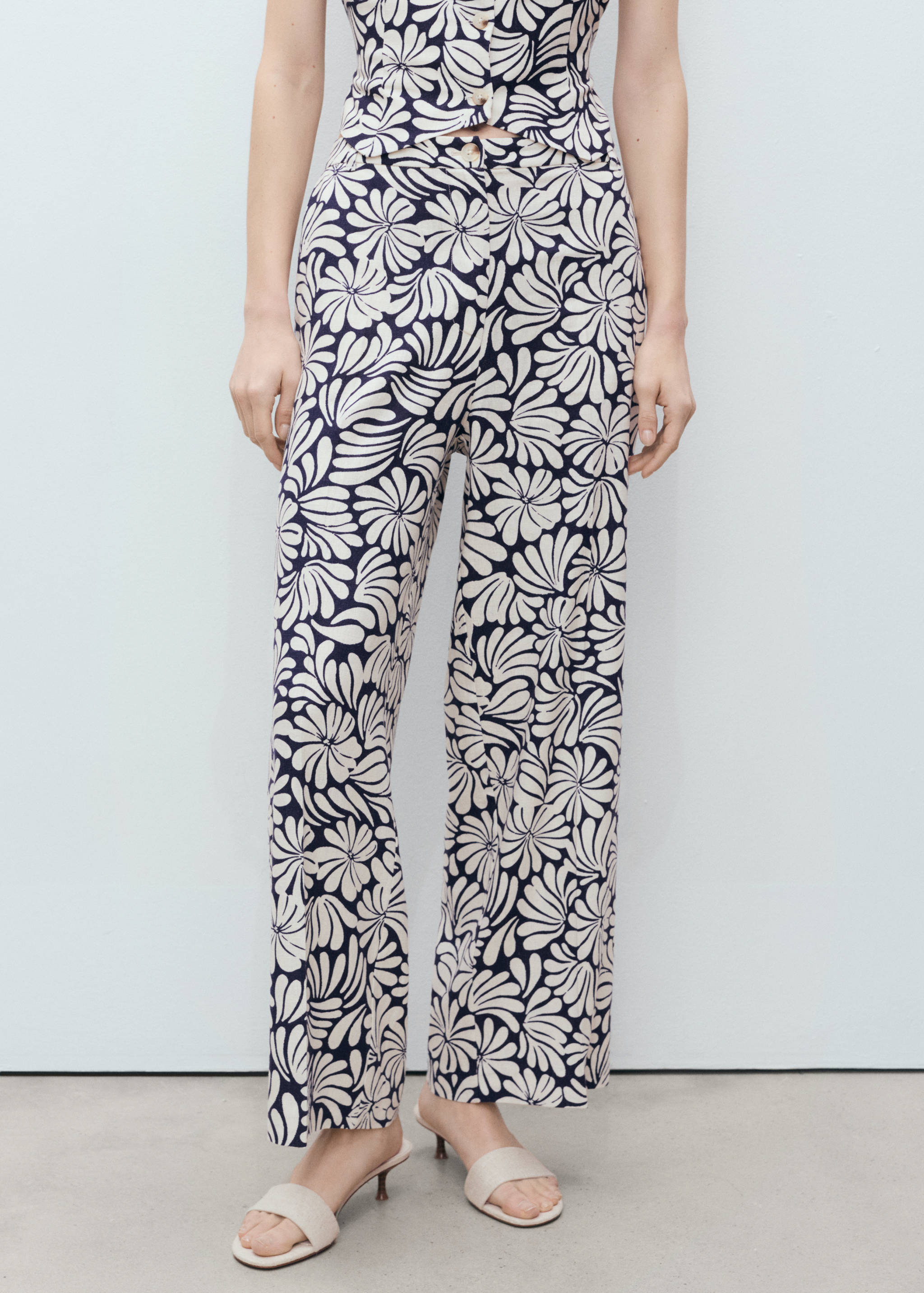Floral linen trousers - Medium plane
