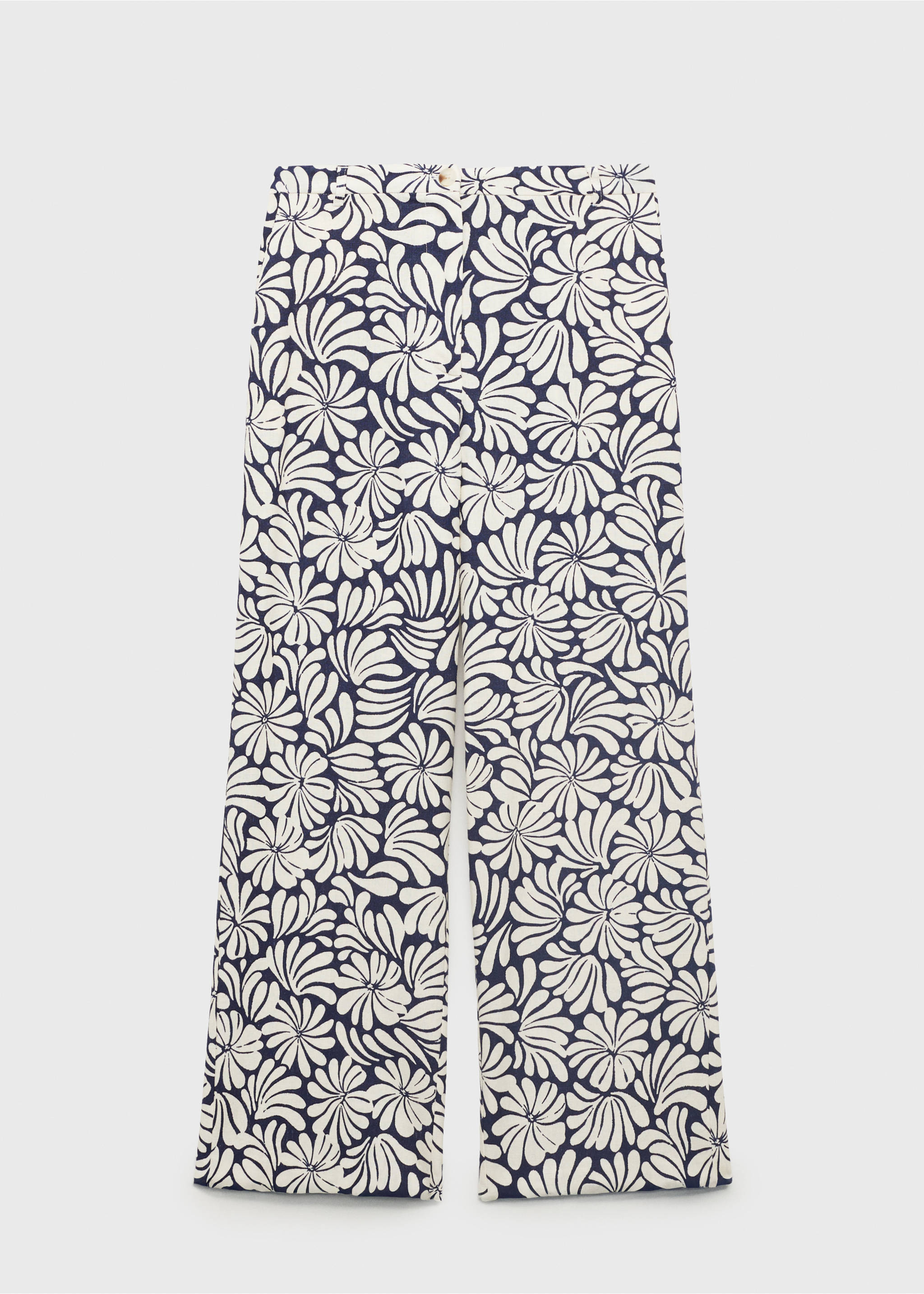 Pantalon lin fleurs - Article sans modèle, Écru. Ref: 87058646-00.