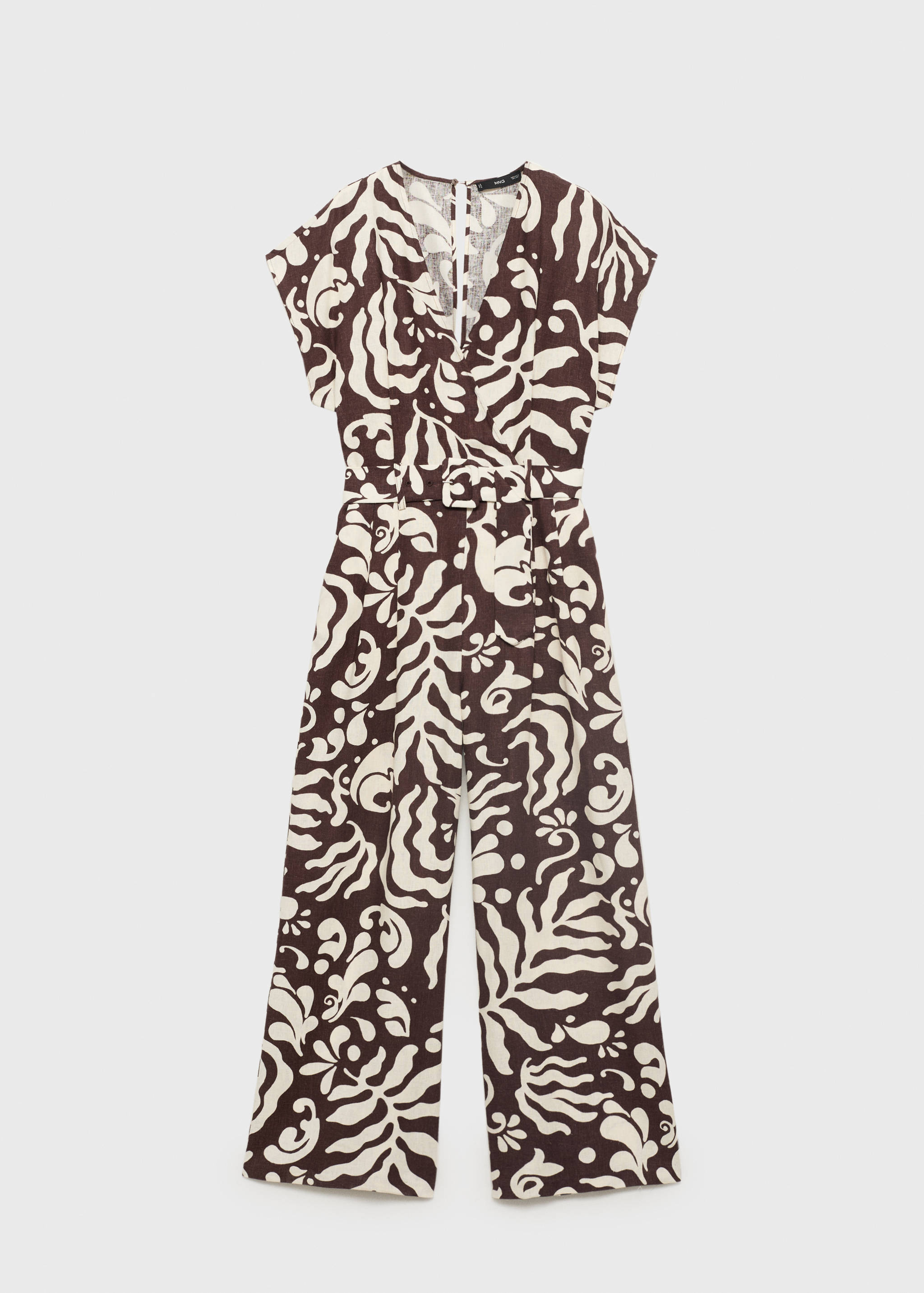 Printed linen jumpsuit with belt - Article without model