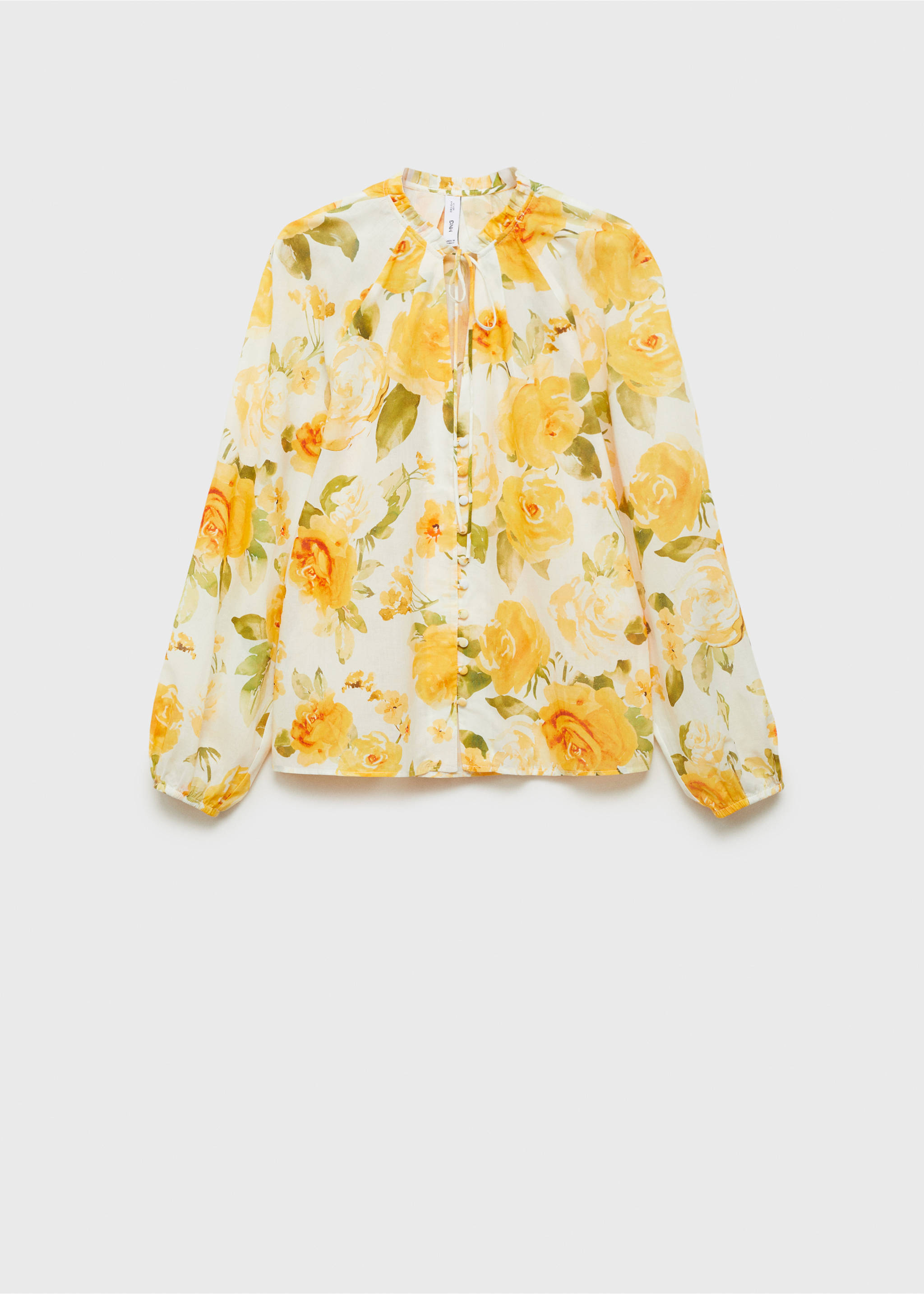 Floral cotton blouse - Article without model, Yellow. Ref: 87058652-00.