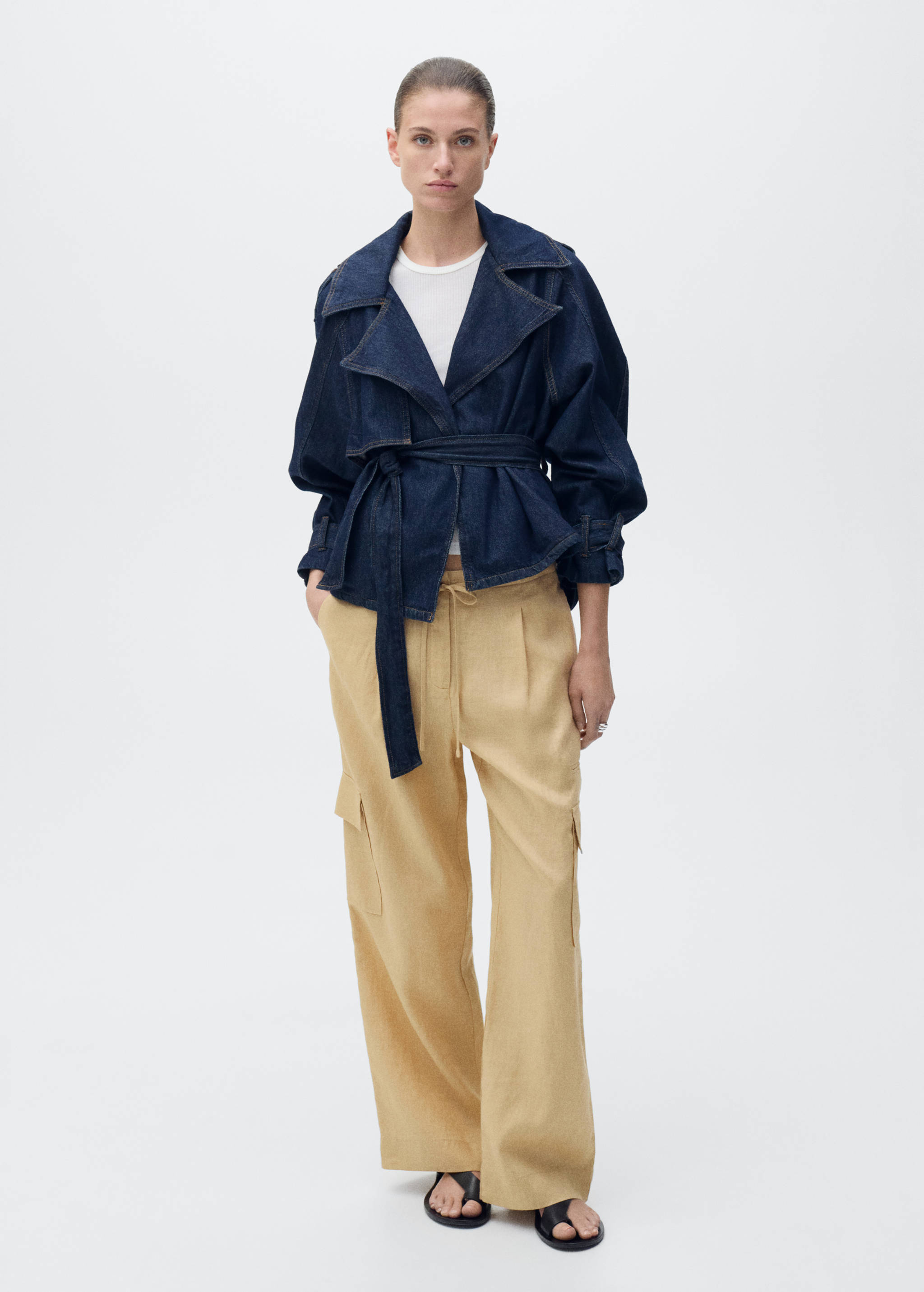 Linen cargo trousers - General plane
