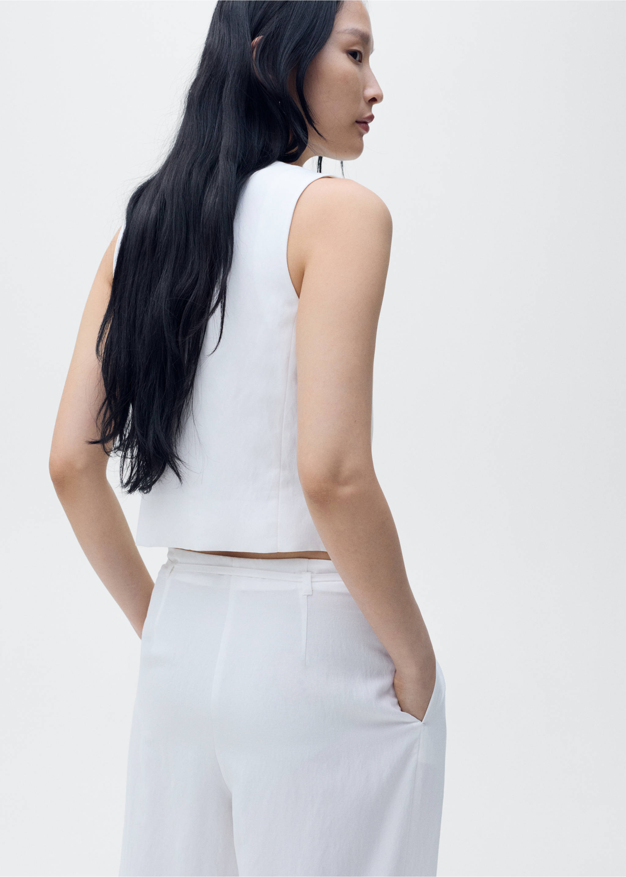 Straight lyocell suit waistcoat - Reverse of the article, White. Ref: 87059064-00.