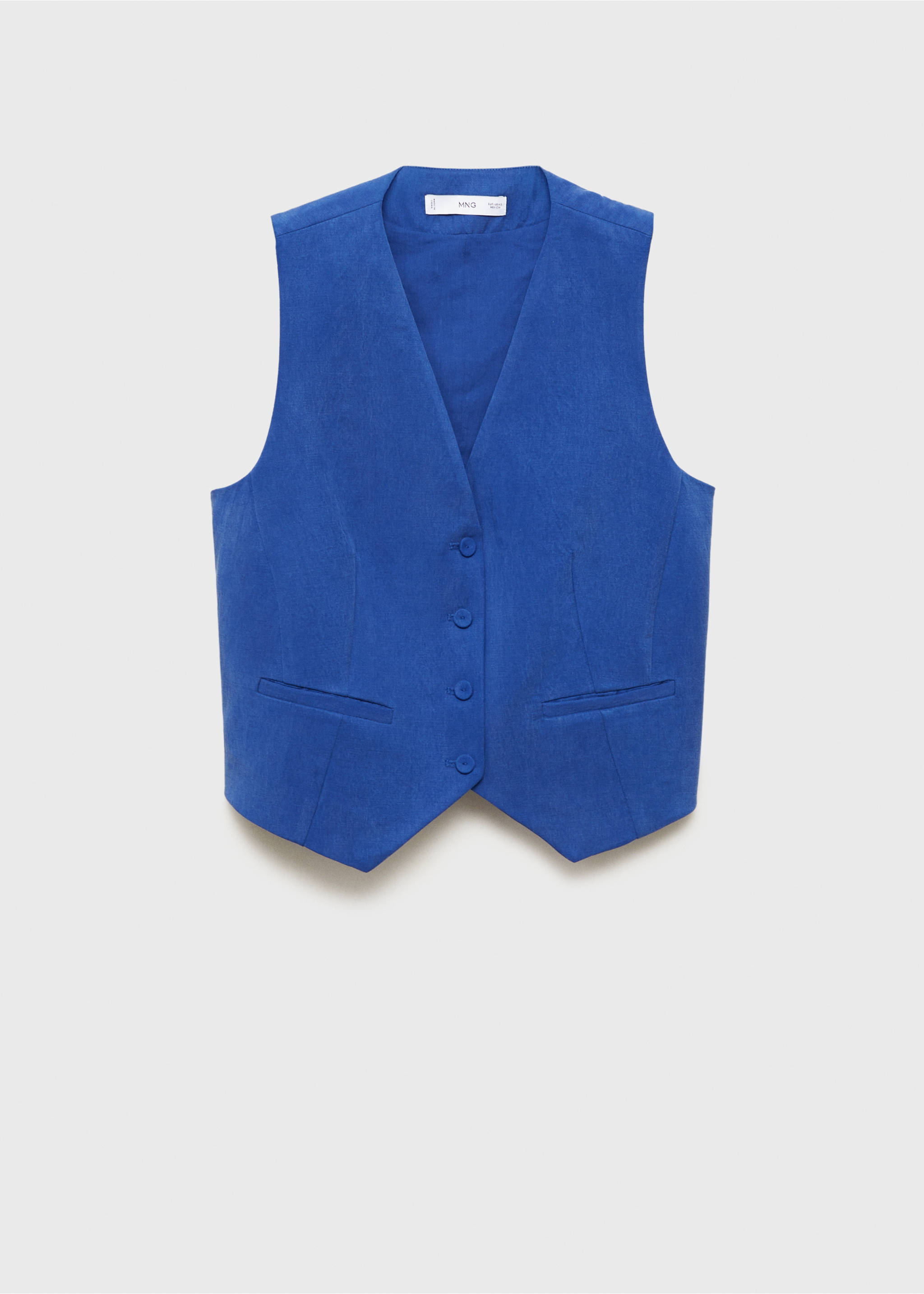 Straight lyocell suit vest - Article without model, Blue. Ref: 87059064-00.
