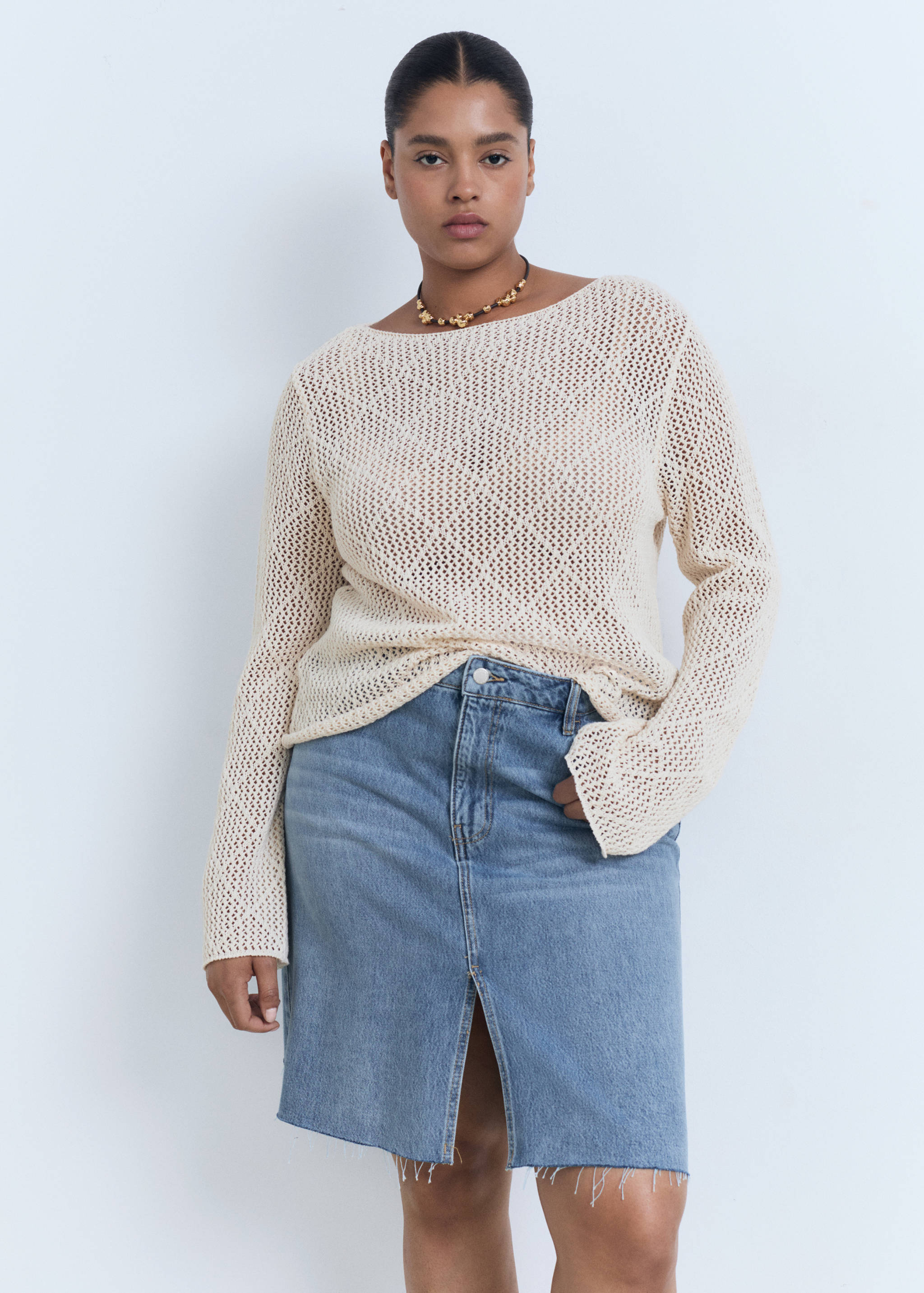 Fustă midi din denim - Detaliu al articolului 5