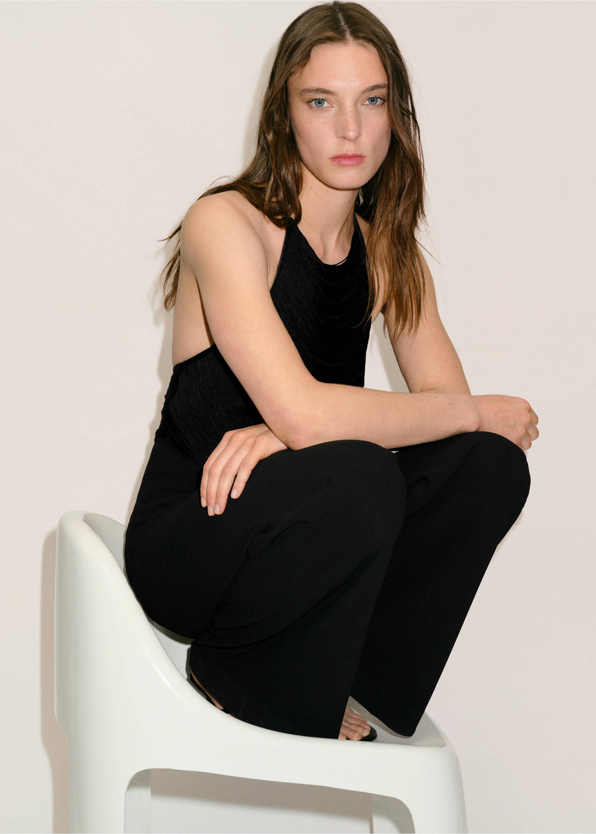 Halter neck jumpsuit - Details of the article 2, Black. Ref: 87059066-00.