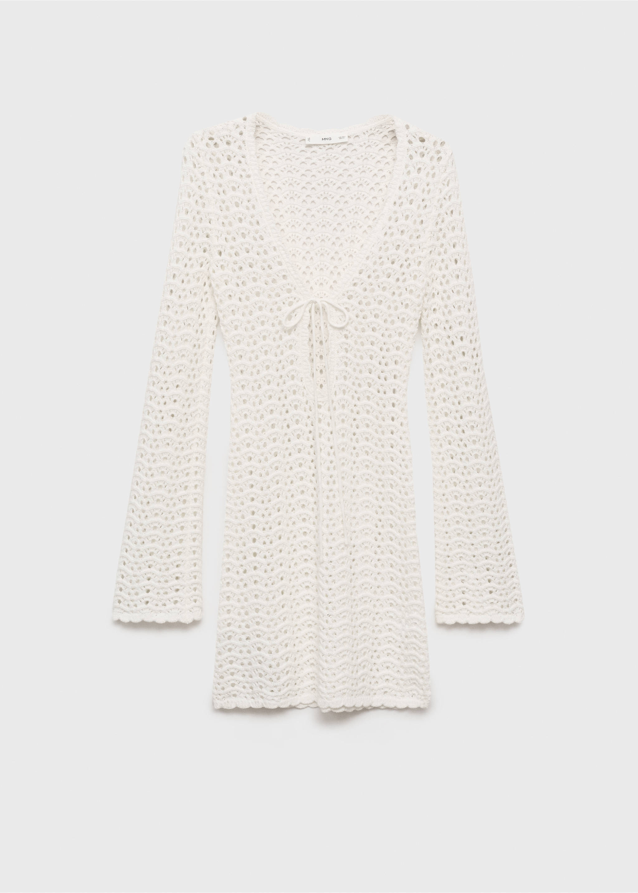 Mini crochet dress with bow - Article without model, White. Ref: 87059205-00.