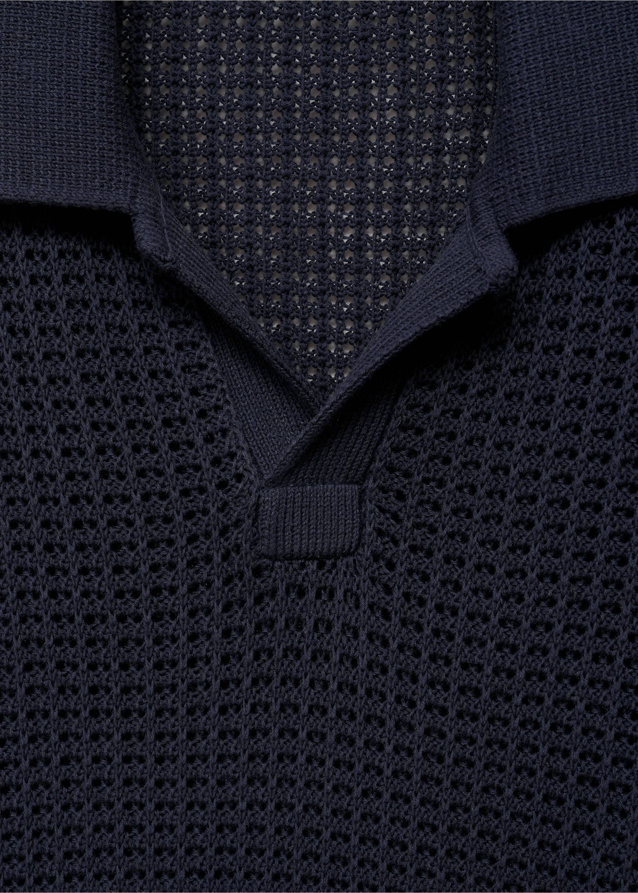 Polo punto algodón calado - Detalle del artículo 8, Azul tinta. Ref: 87059209-00.