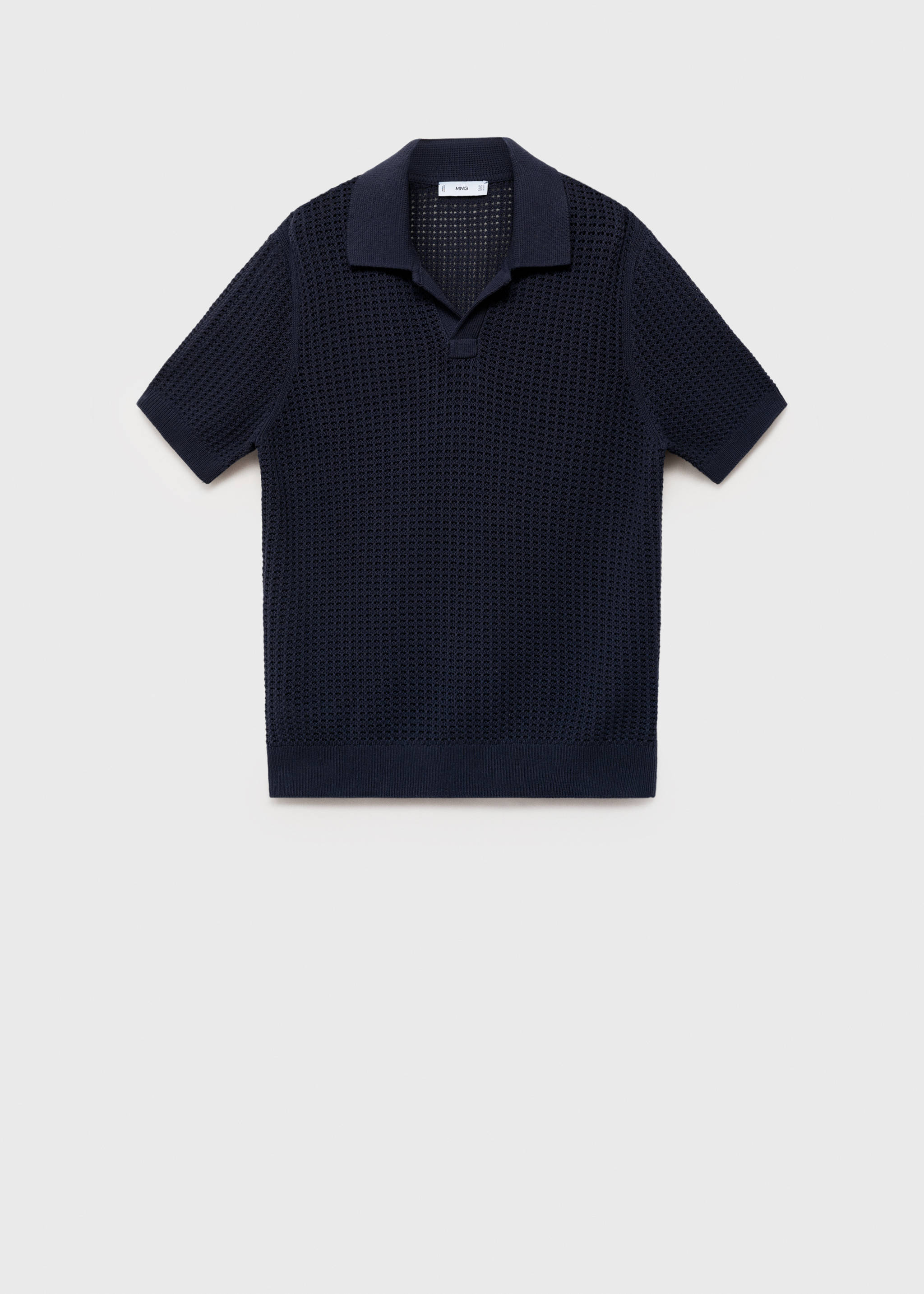 Strick-Poloshirt aus Baumwolle mit Lochmuster - Artikel ohne Model