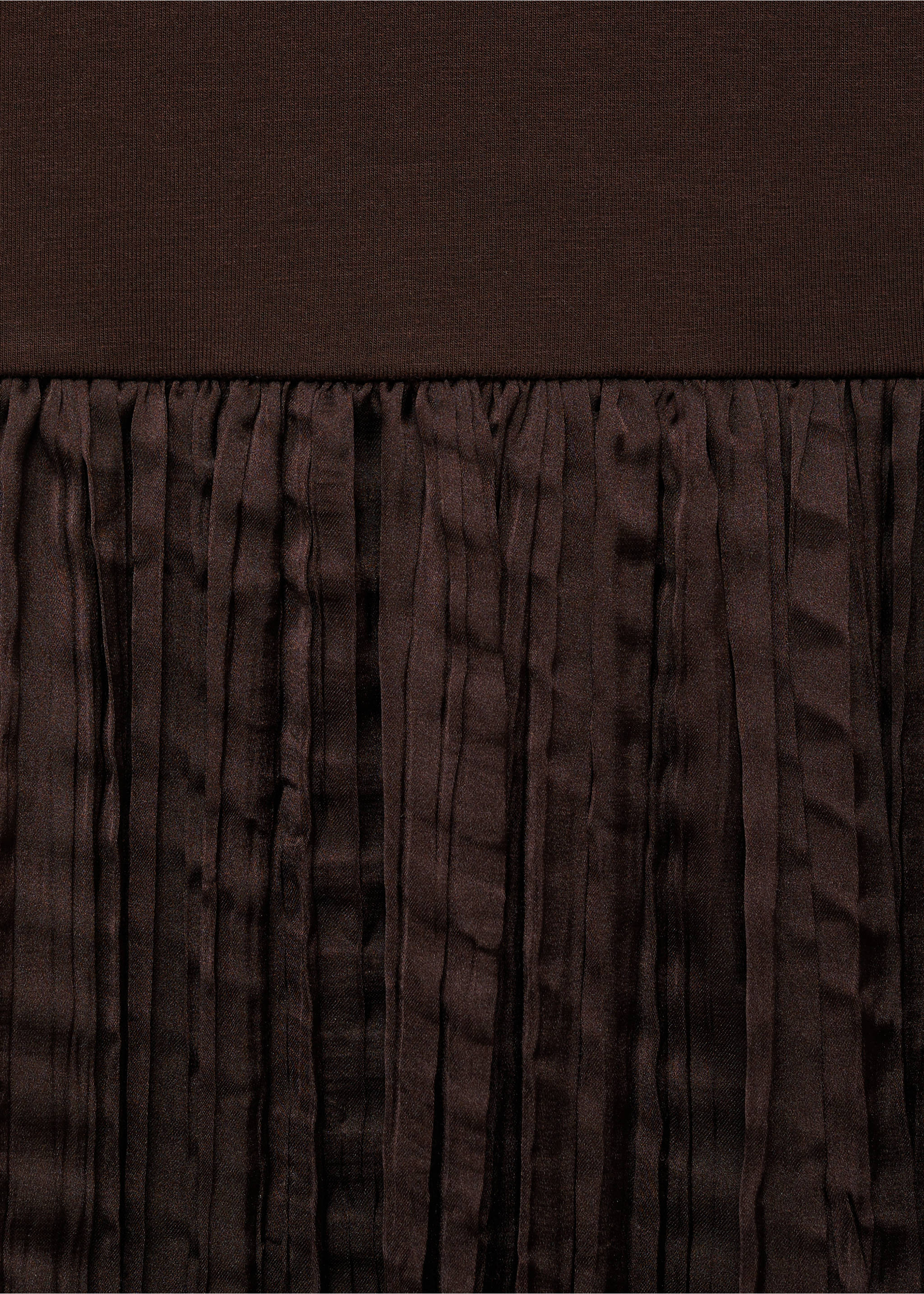 Combined-fabric long dress - Details of the article 8, Brown. Ref: 87059211-00.