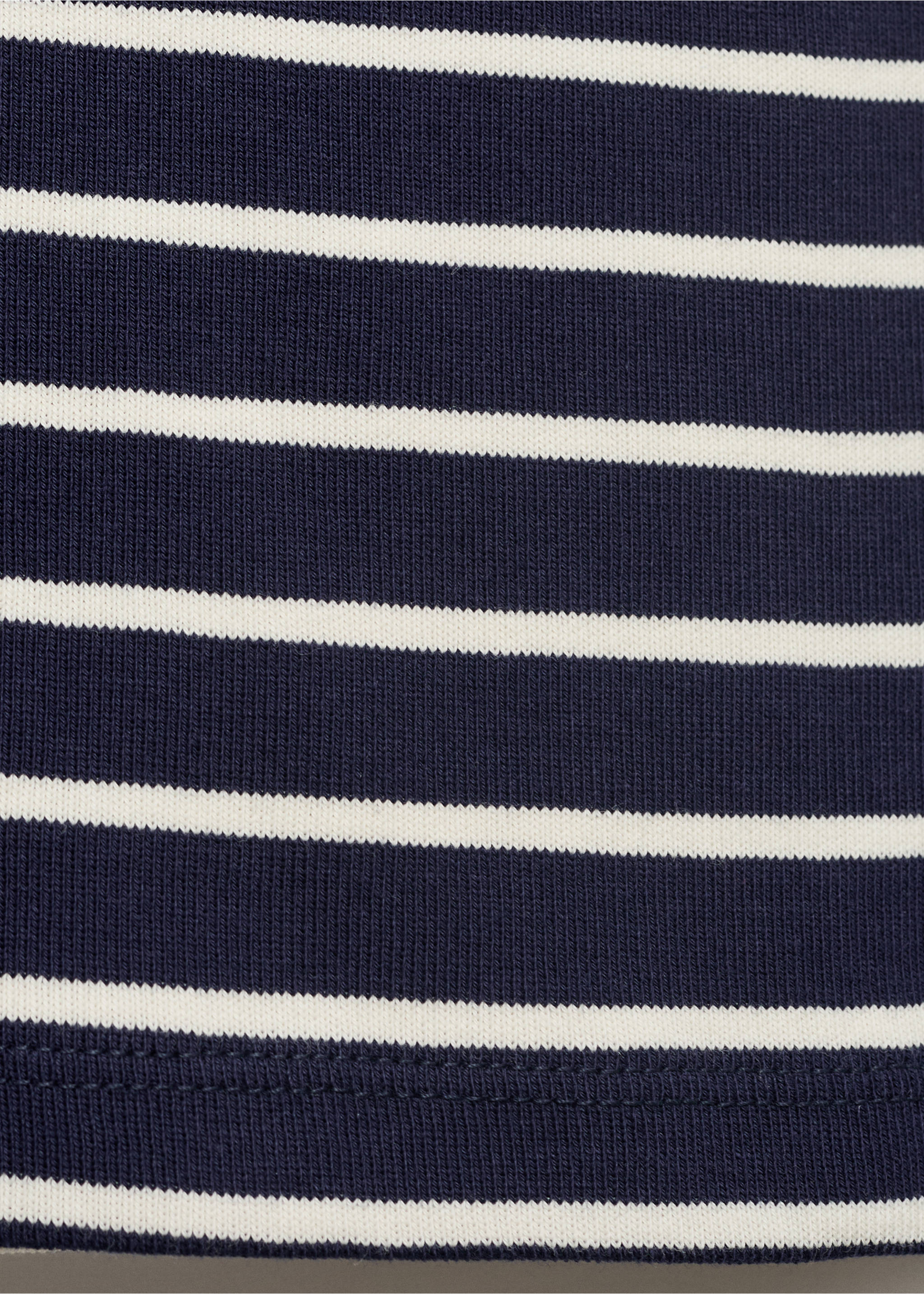 Baumwoll-T-Shirt mit Streifen und tiefem Ausschnitt - Detail des Artikels 0, Marineblau. Ref: 87059212-00.