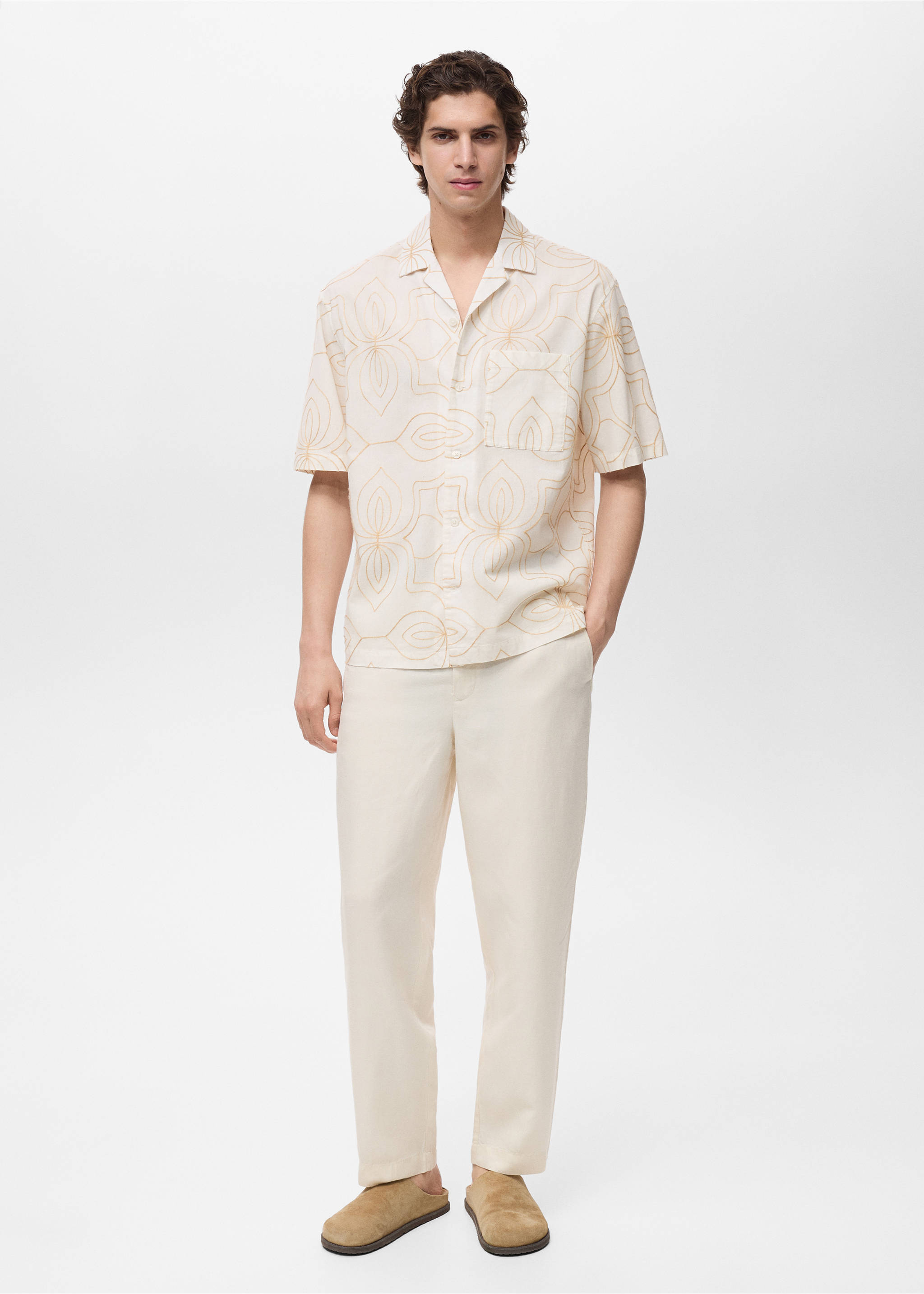 Camisa coll bowling brodats - Pla general, Blanc. Ref: 87059215-00.