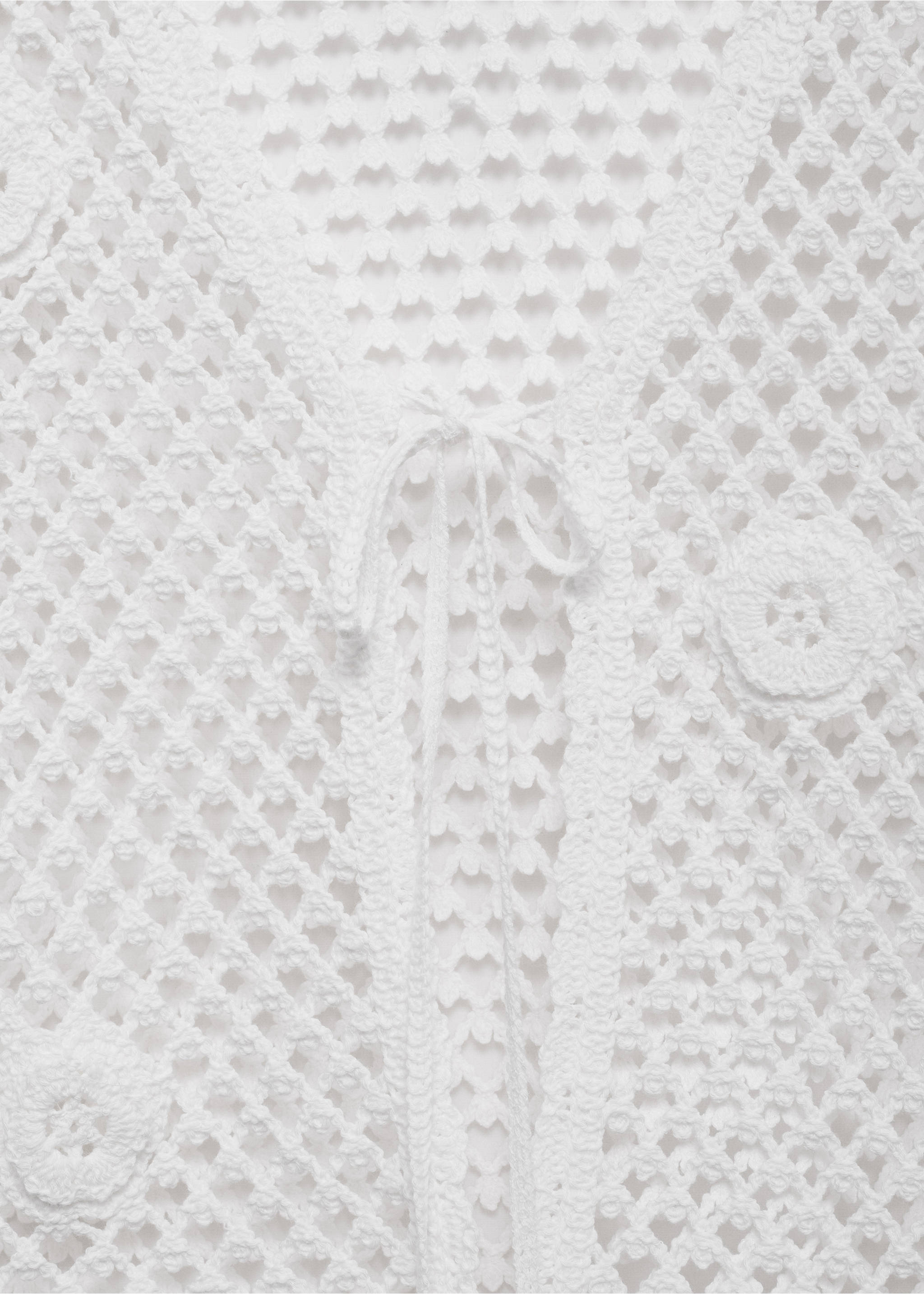 Cárdigan crochet cierre lazo - Detalle del artículo 8, Blanco. Ref: 87059216-00.