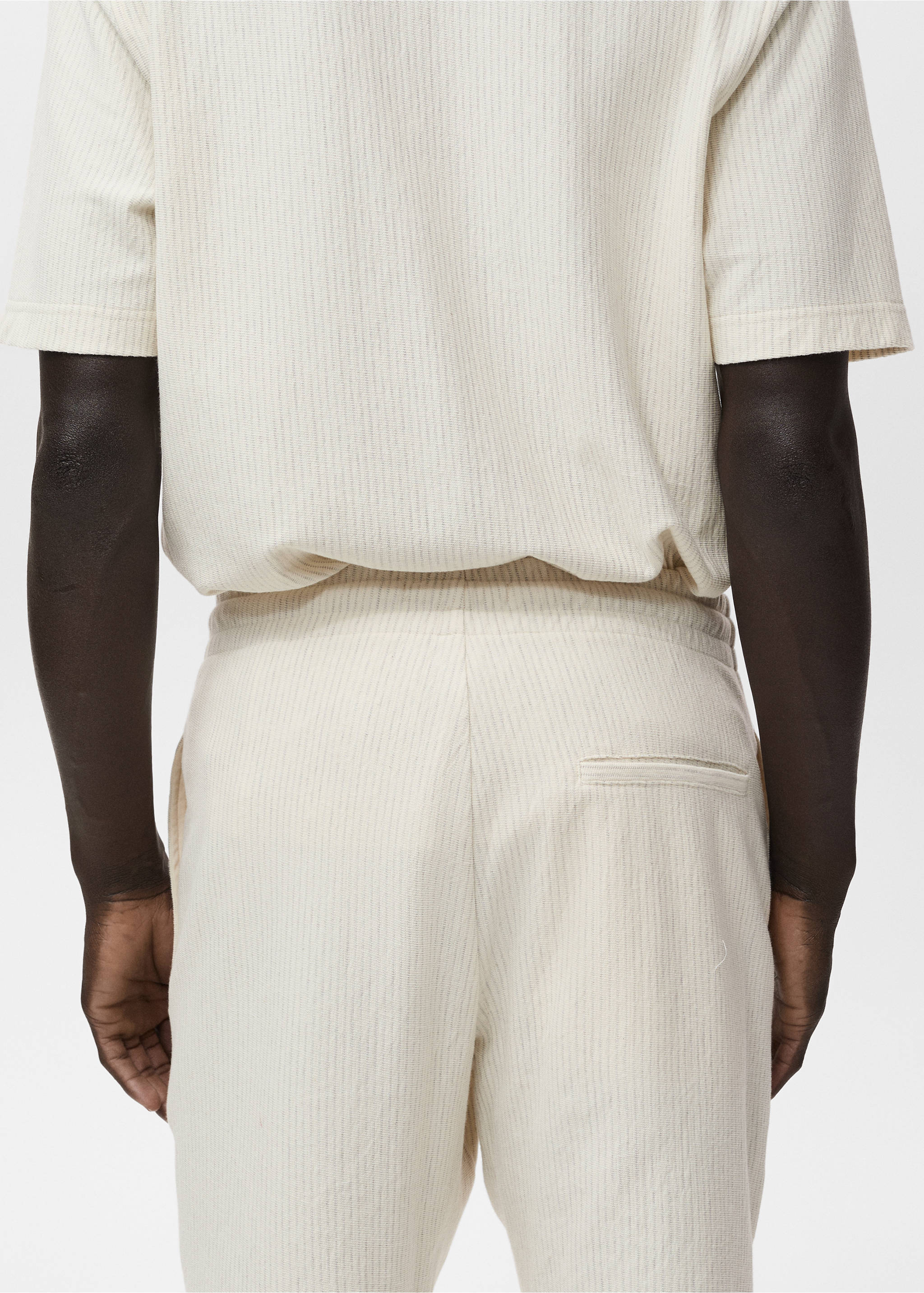 Prugaste pamučne bermude - Detalji artikla 6, Boja bjelokosti. Ref: 87059218-00.