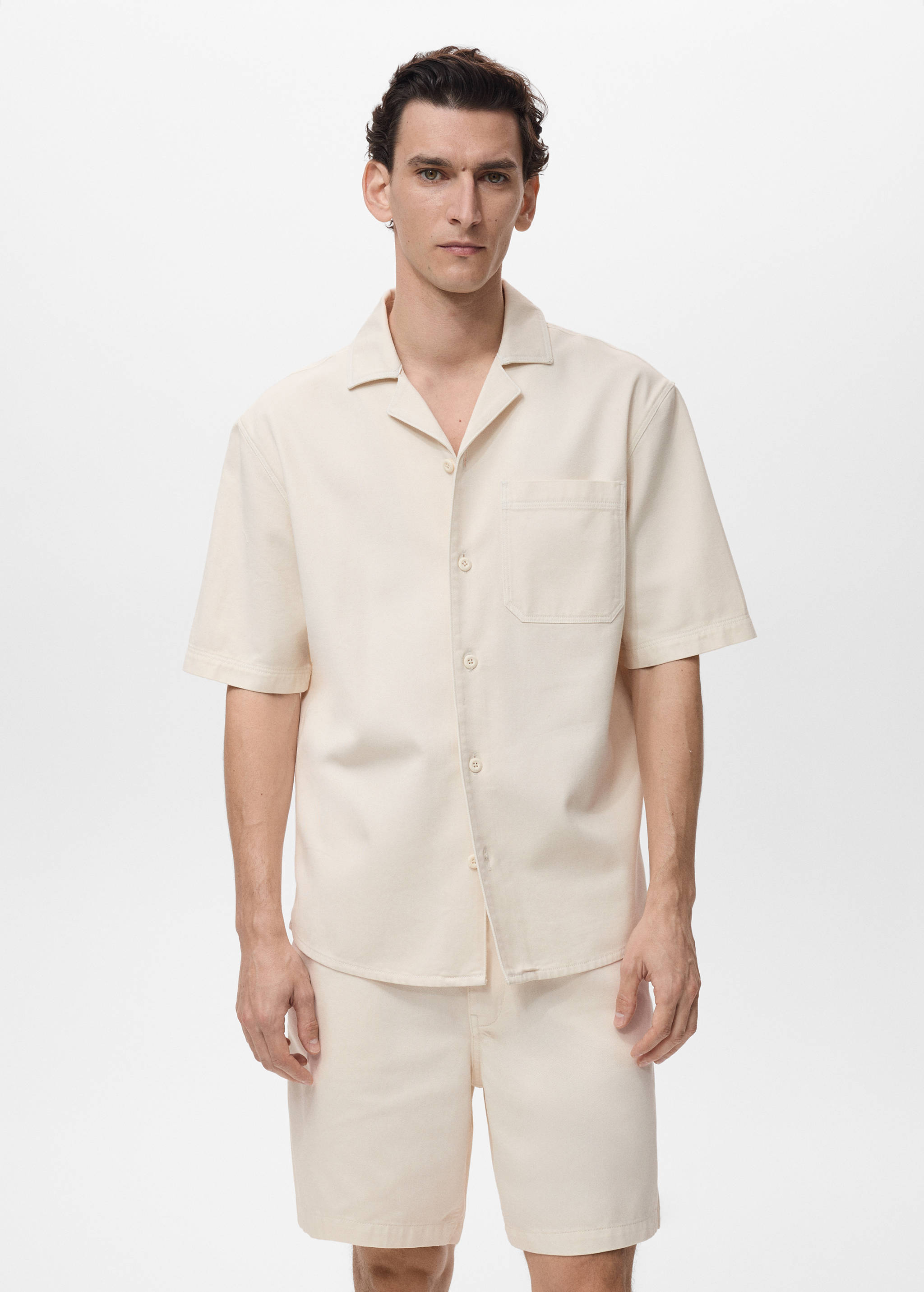 Overhemd met borstzak van katoen en lyocell - Middenvlak