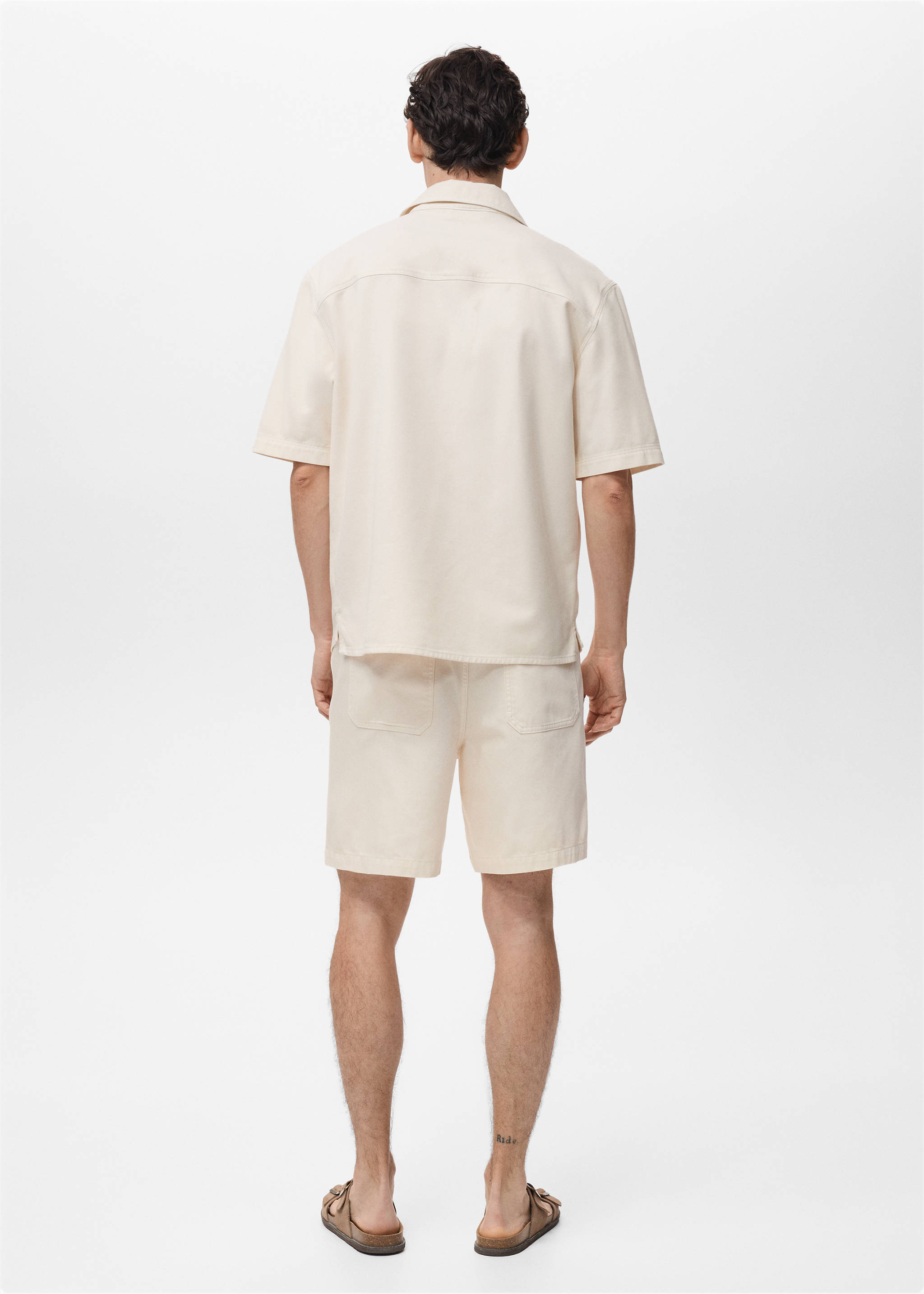 Chemise poche coton et lyocell - Verso de l’article, Ivoire. Ref: 87059219-00.