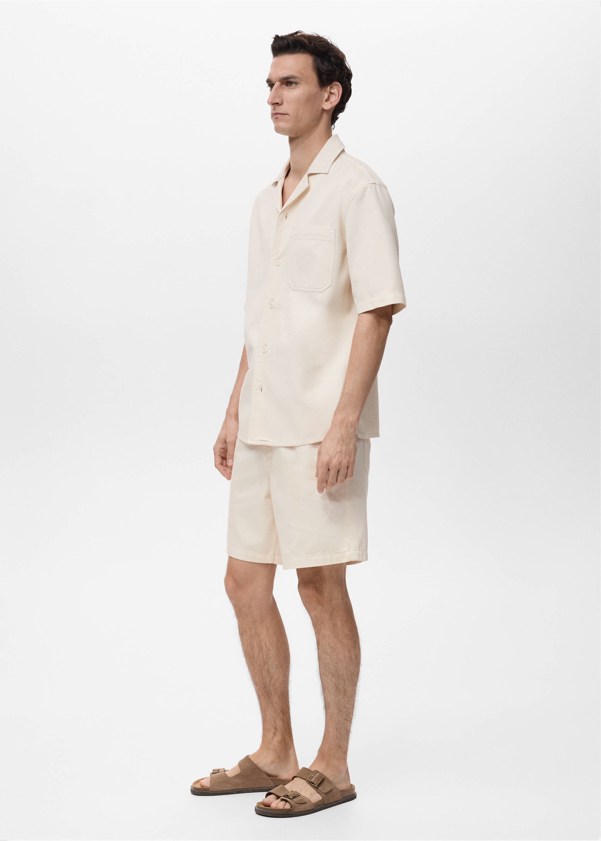 Chemise poche coton et lyocell - Détail de l'article 2, Ivoire. Ref: 87059219-00.