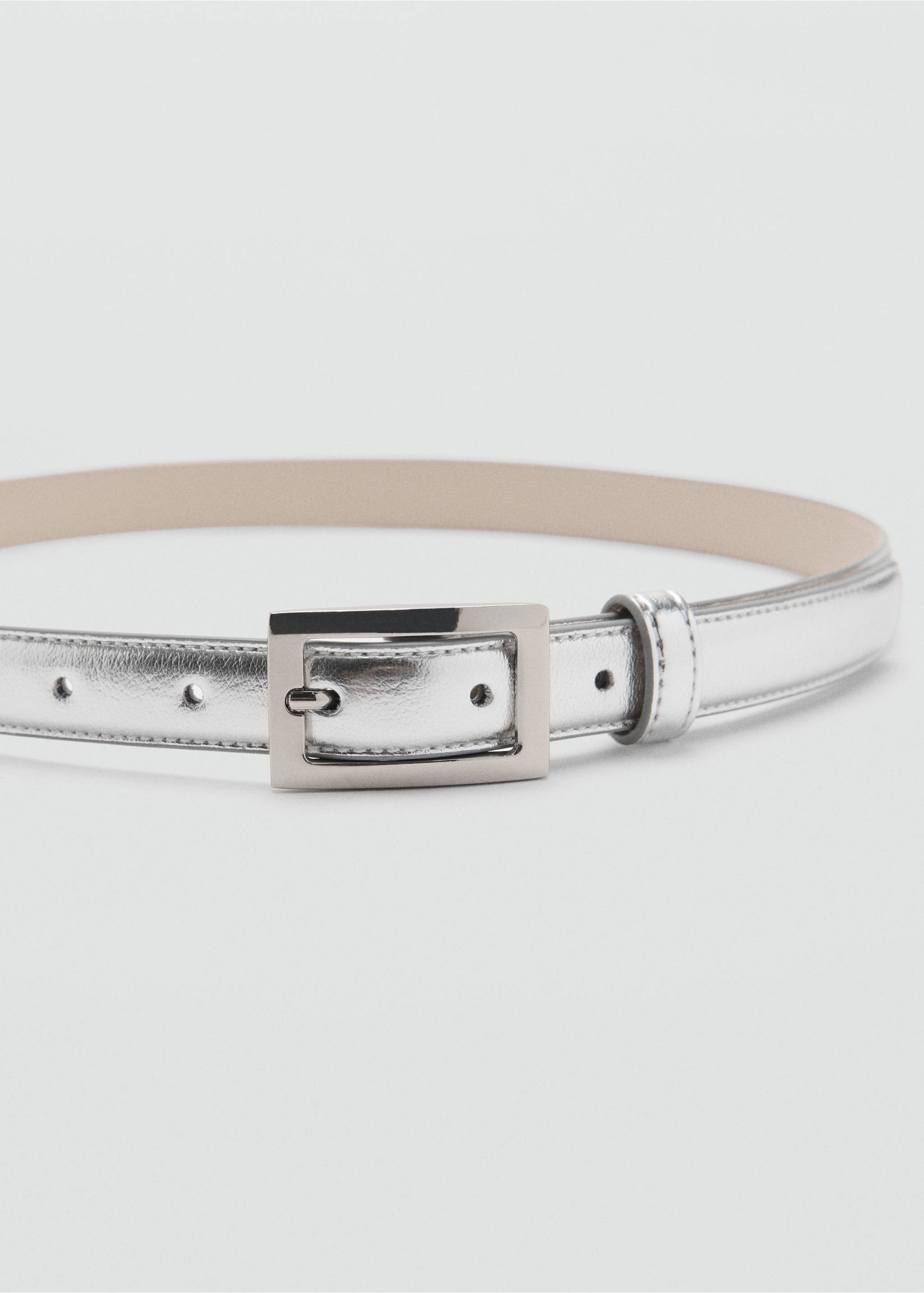 Square buckle belt - Medium plane, Silver. Ref: 87060305-00.