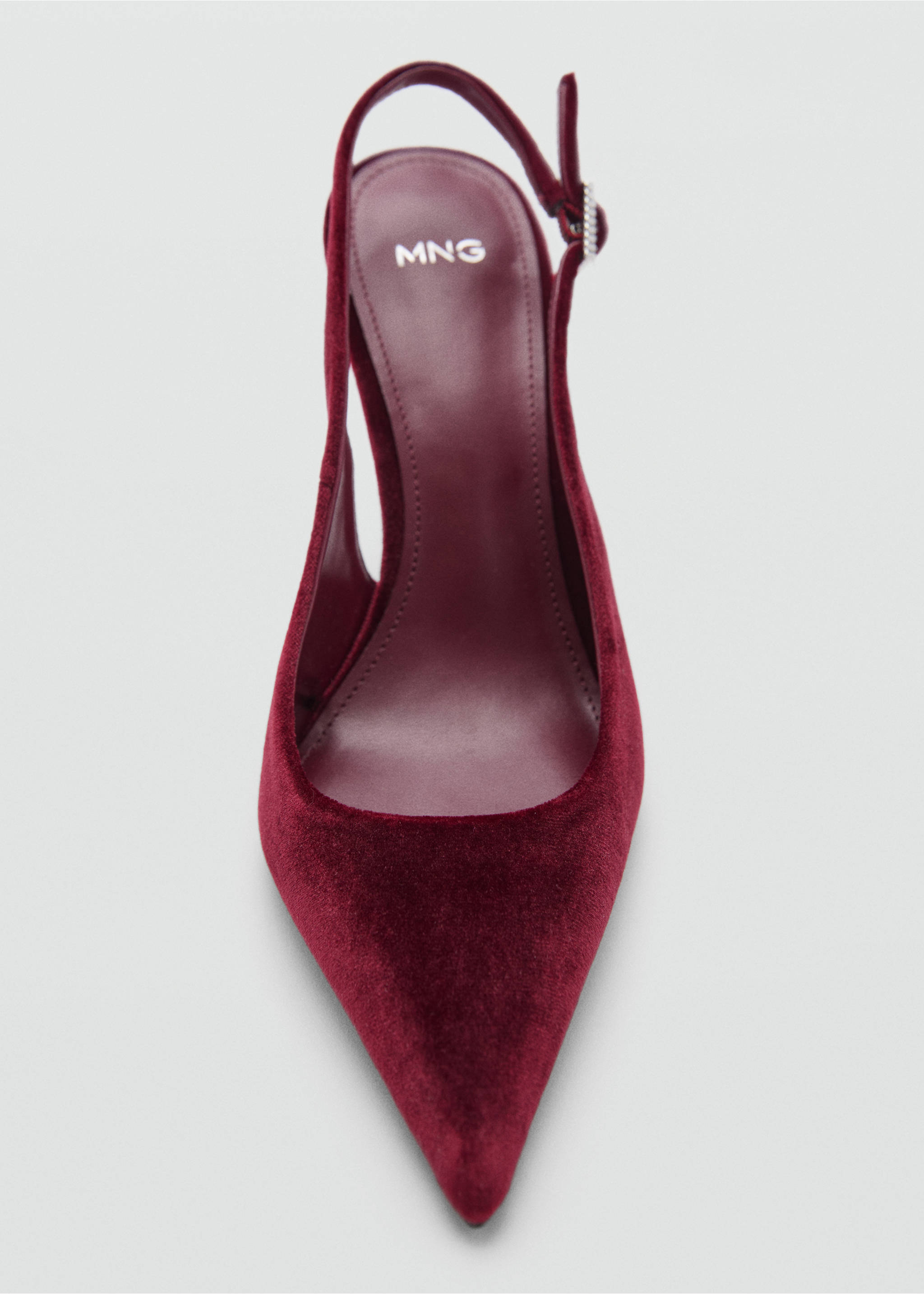 Velvet heeled shoes - Details of the article 2, Red. Ref: 87060412-00.
