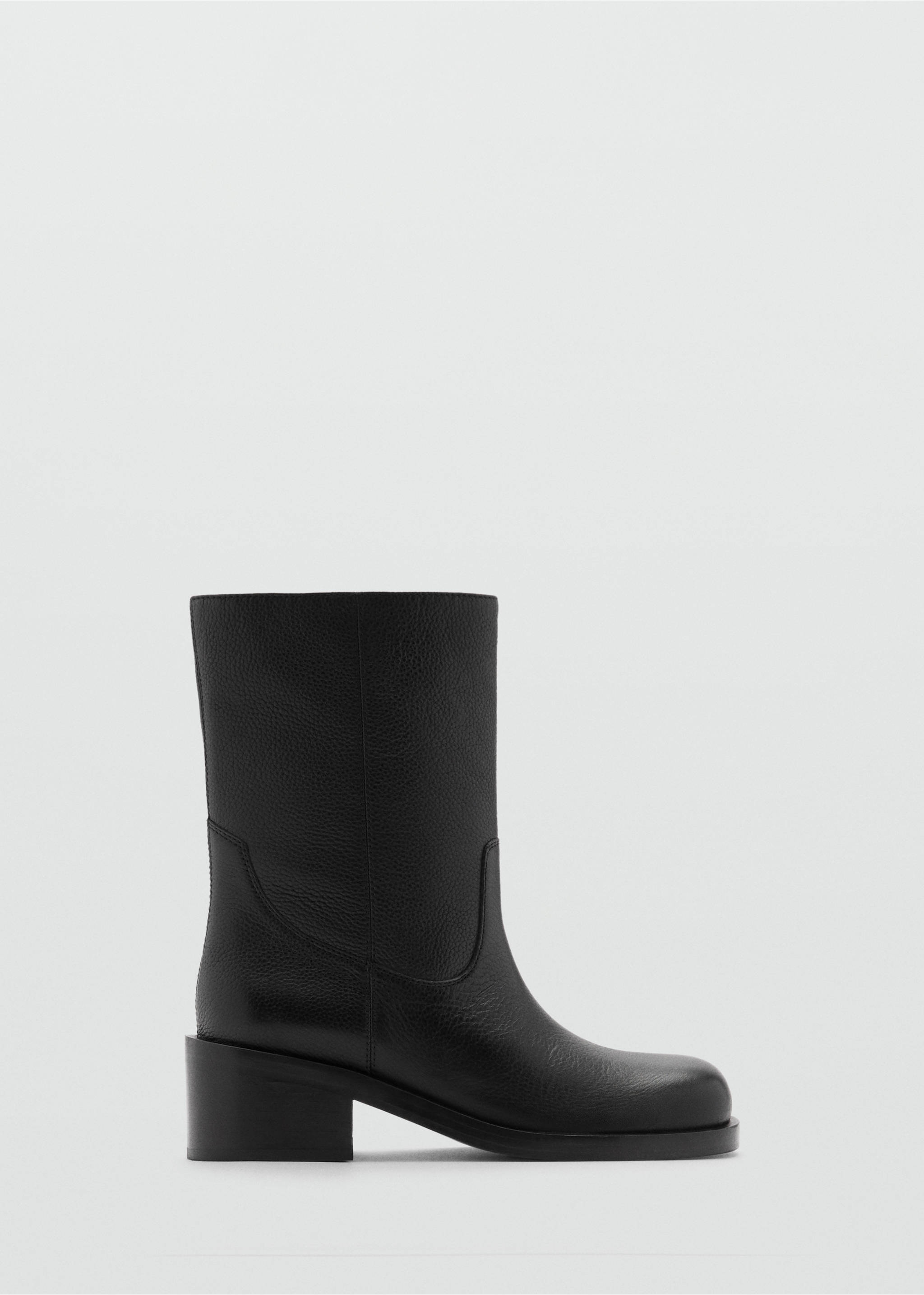 Squared toe leather ankle boots - Article without model, Black. Ref: 87060413-00.
