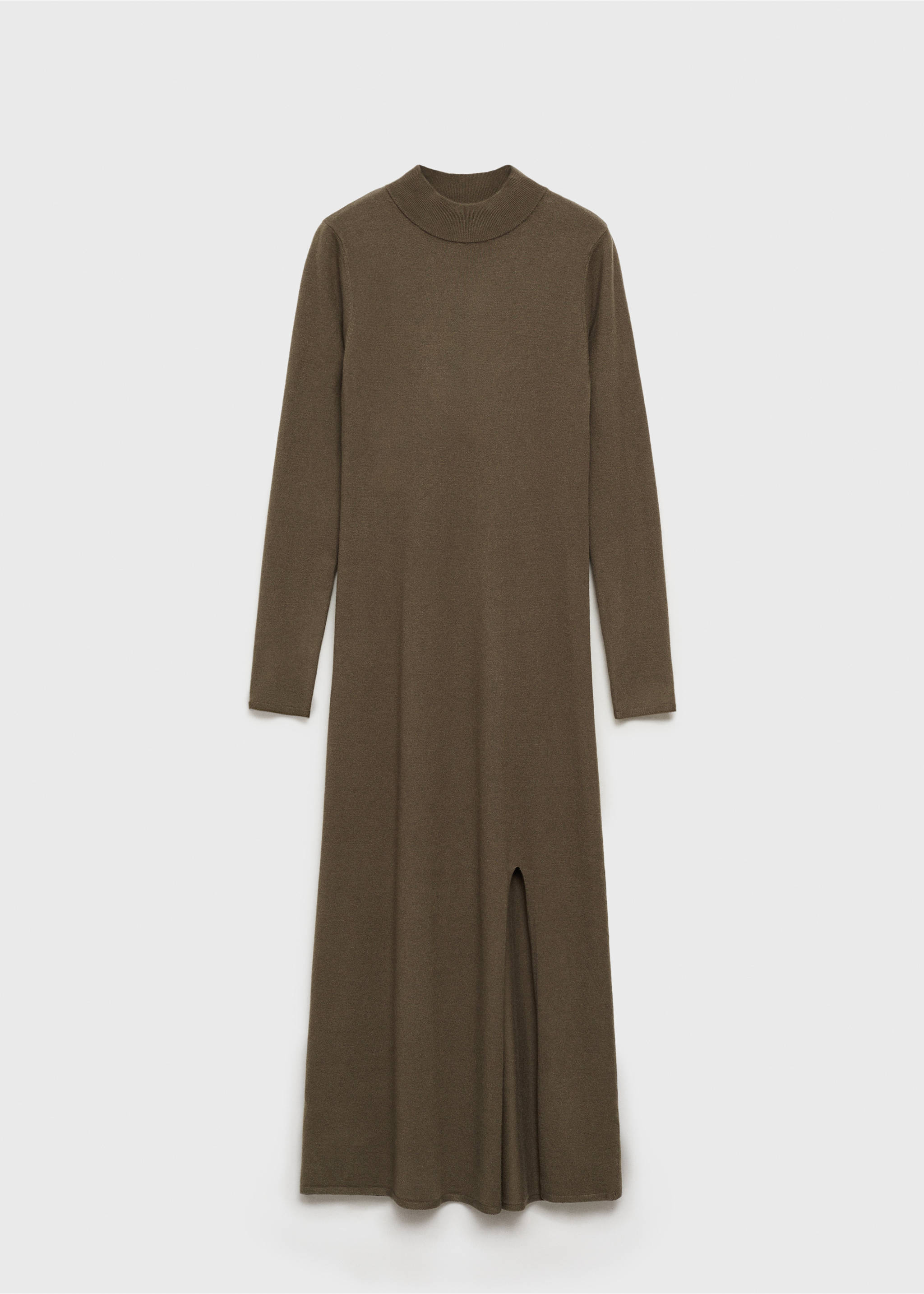 Stickad klänning med slits - Artikel utan modell, Khaki. Ref: 87060425-00.