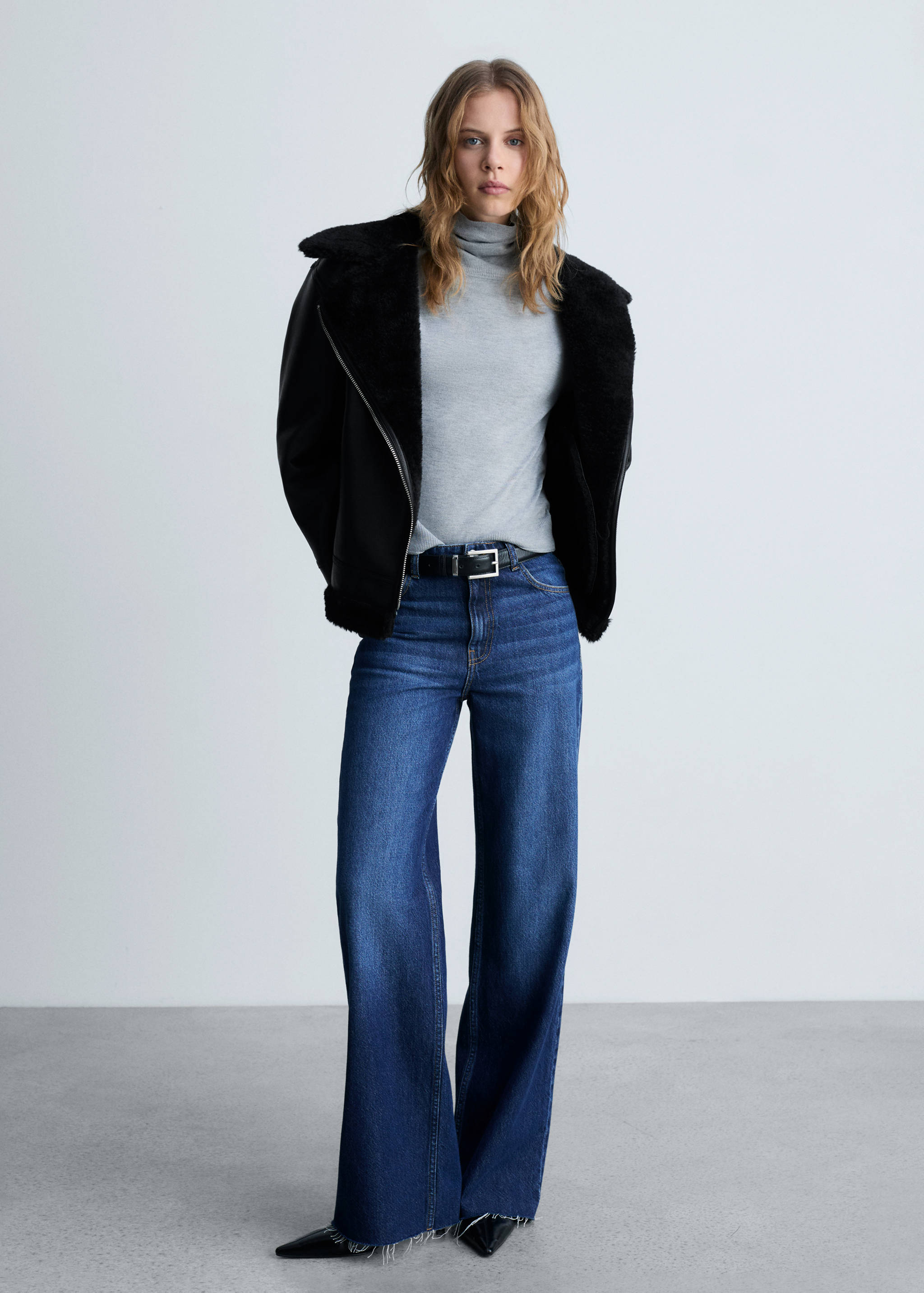 Double-faced faux-leather jacket - General plane