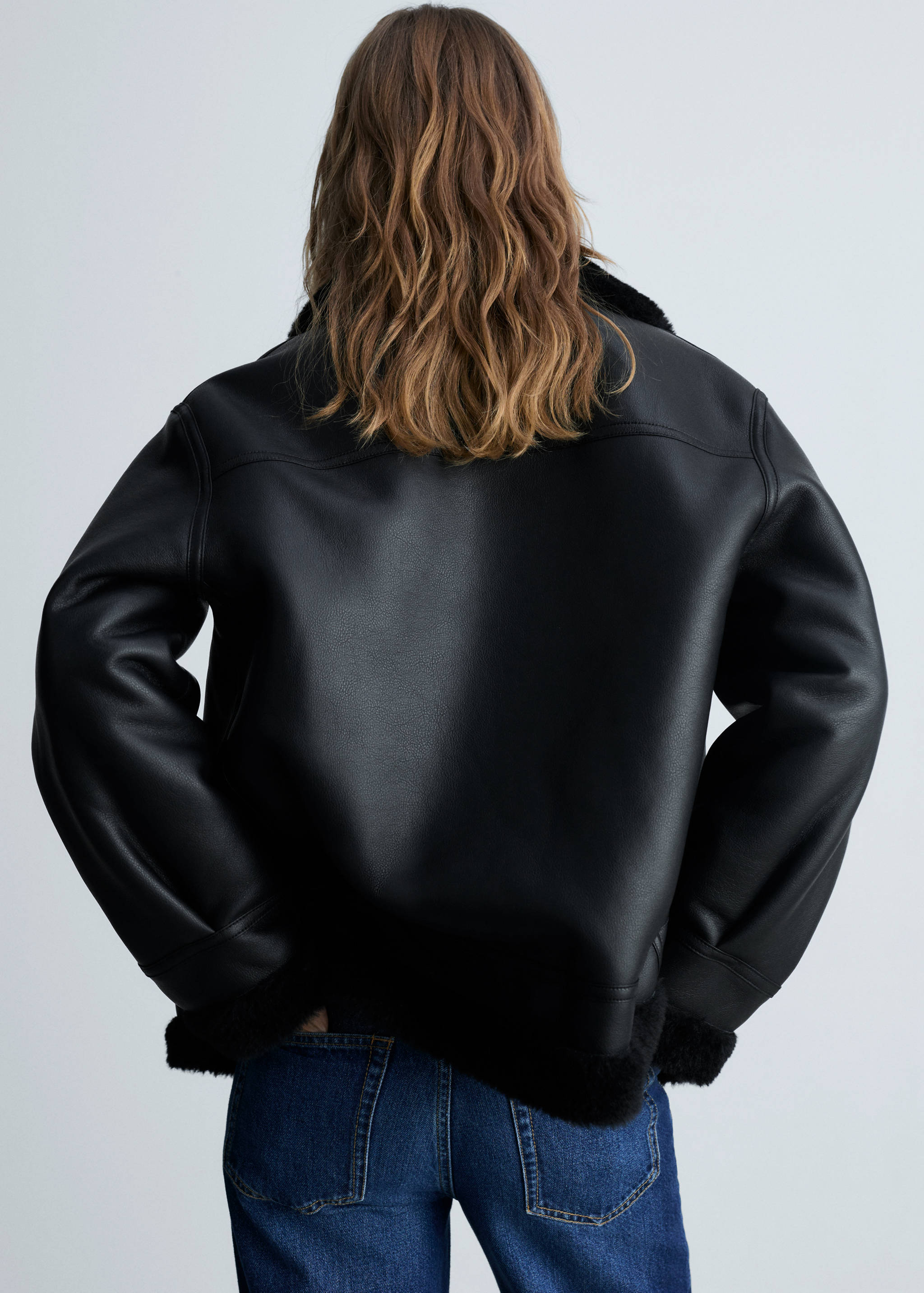 Double-faced faux-leather jacket - Reverse of the article